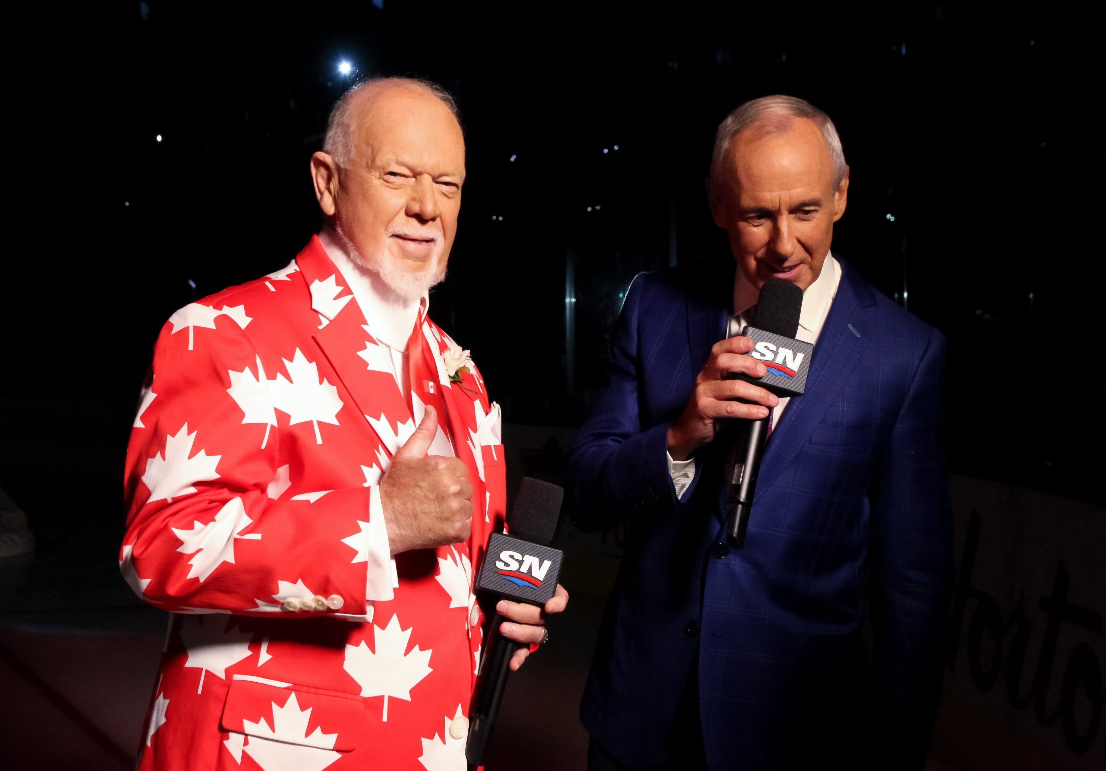 Don Cherry and Ron MacLean at Air Canada Centre on September 17, 2016. (Photo by Andre Ringuette/World Cup of Hockey via Getty Images)
