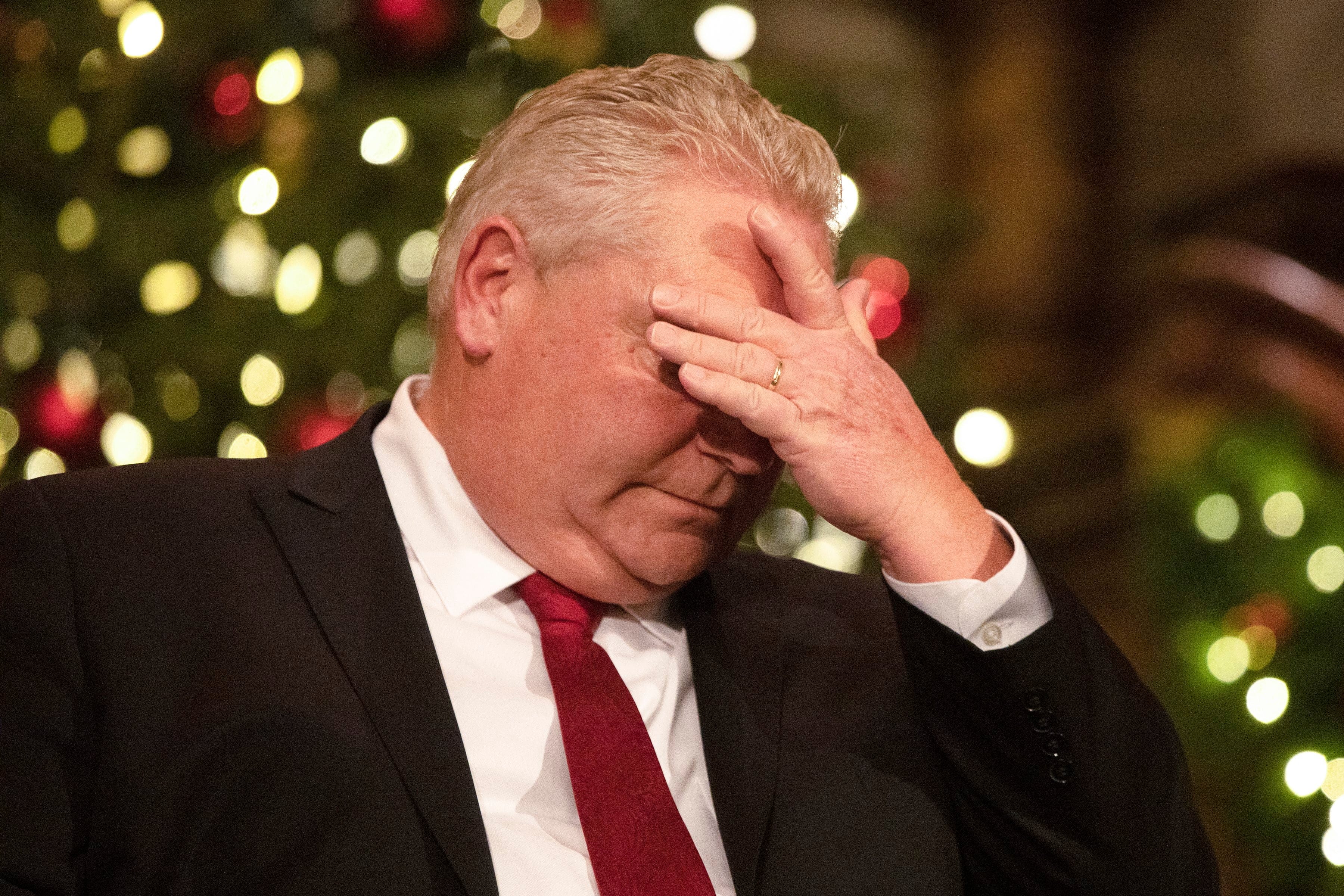 Ford attends a portrait unveiling ceremony for former Ontario premier Kathleen Wynne at the Ontario Legislature on Nov. 9, 2019 (THE CANADIAN PRESS/Chris Young)