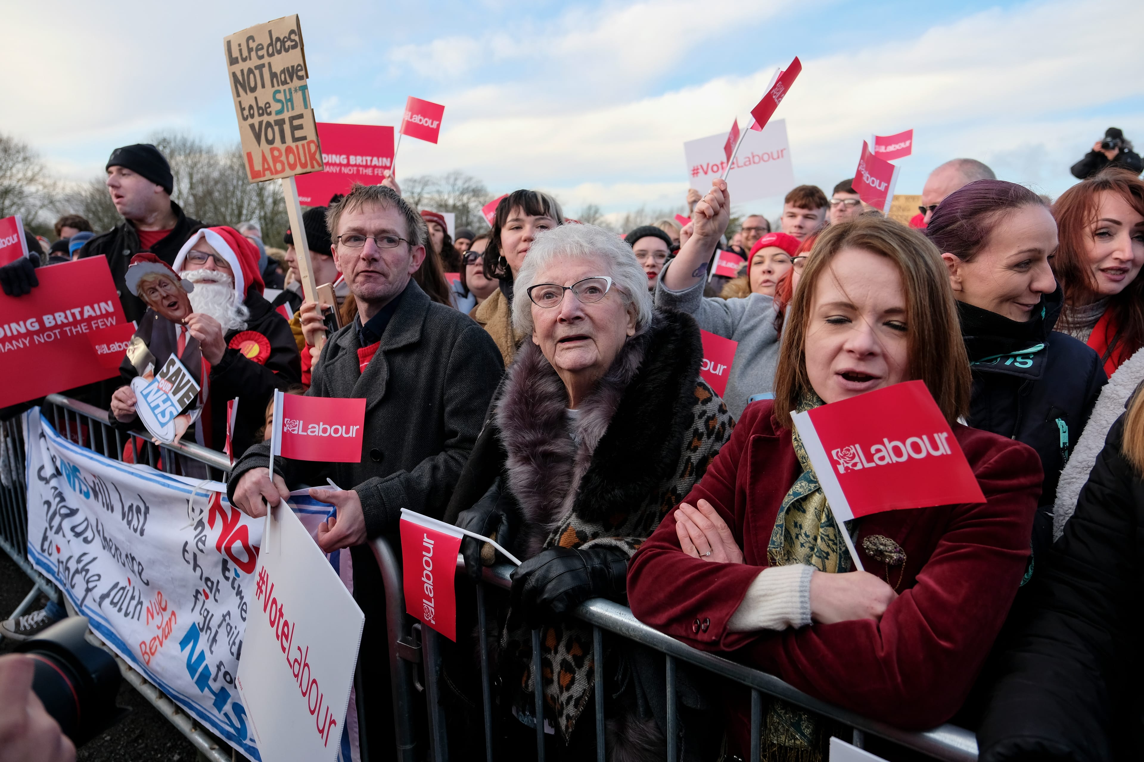Labour Party supporters at a rally on Dec. 11, 2019, in Middlesbrough, England. (Ian Forsyth/Getty)