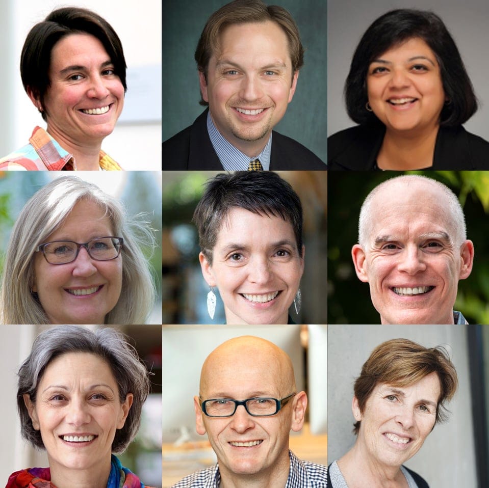 Clockwise from top left: Heather Jamniczky, Brent Mainprize, Nancy Nelson, Diane Symballuk, Paul Cubbon, Aleksandra Zecevic, Dave Andrews, Judy Thompson, and  Tiffany Potter.