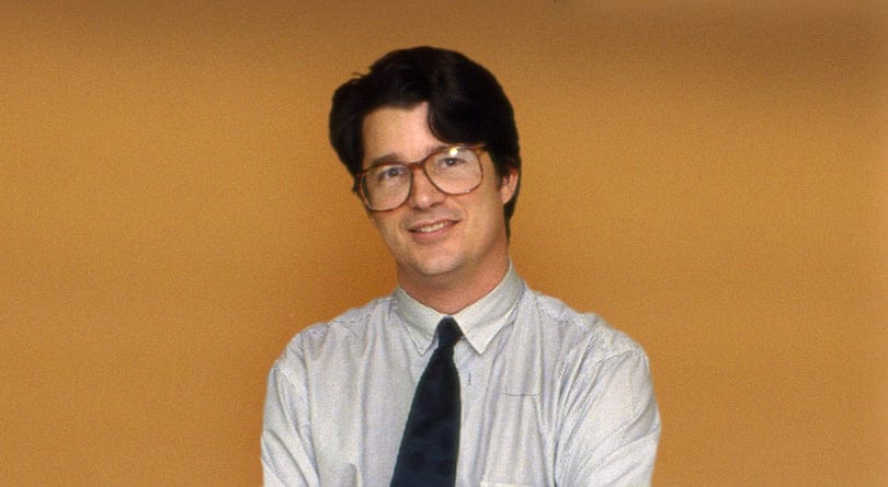 James Deacon in the Maclean’s newsroom, 1993 (Photograph by Peter Bregg)