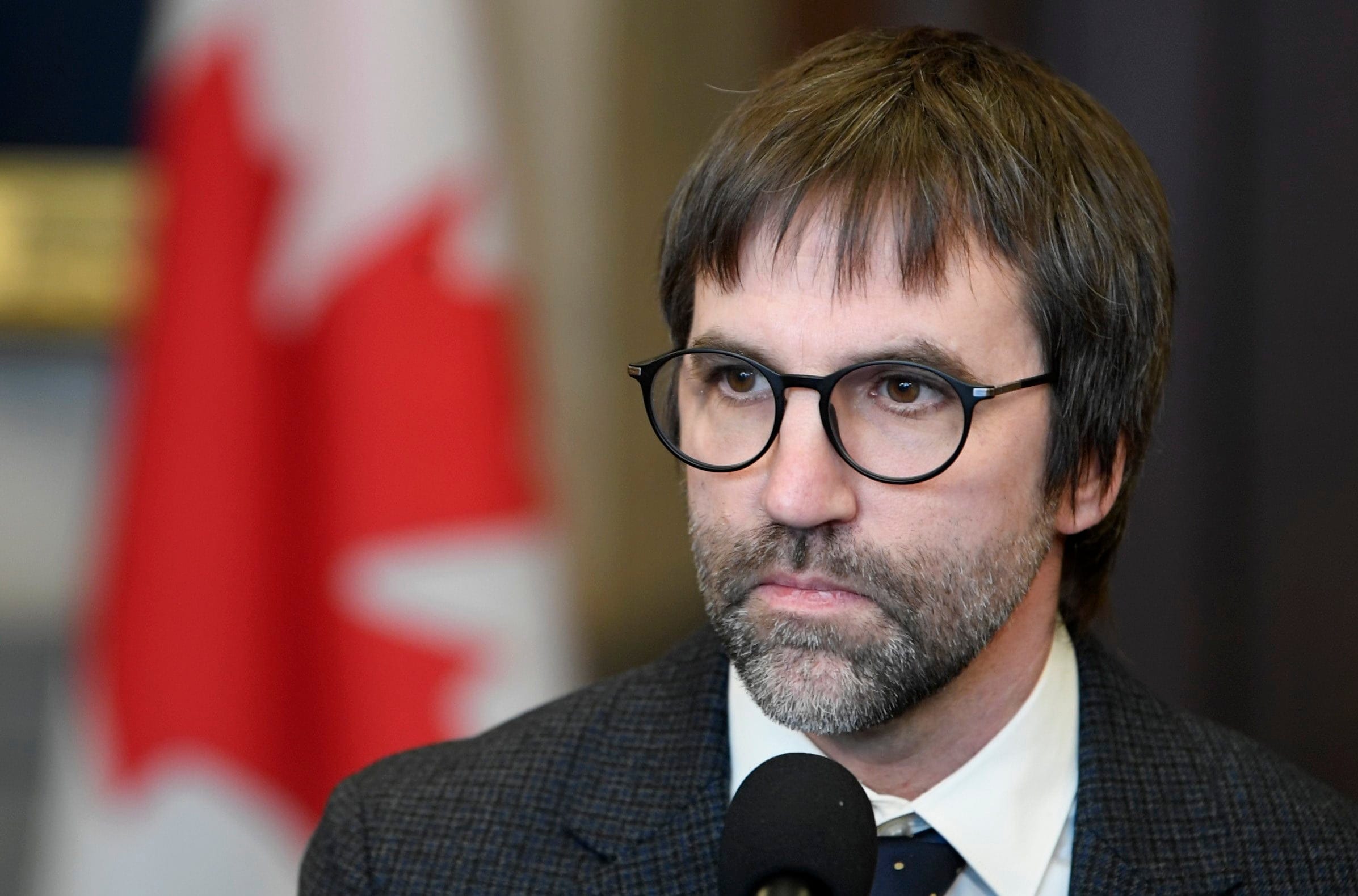 Minister of Canadian Heritage Steven Guilbeault speaks with the media in the Foyer of the House of Commons in Ottawa, Monday Feb. 3, 2020. (Adrian Wyld/CP)