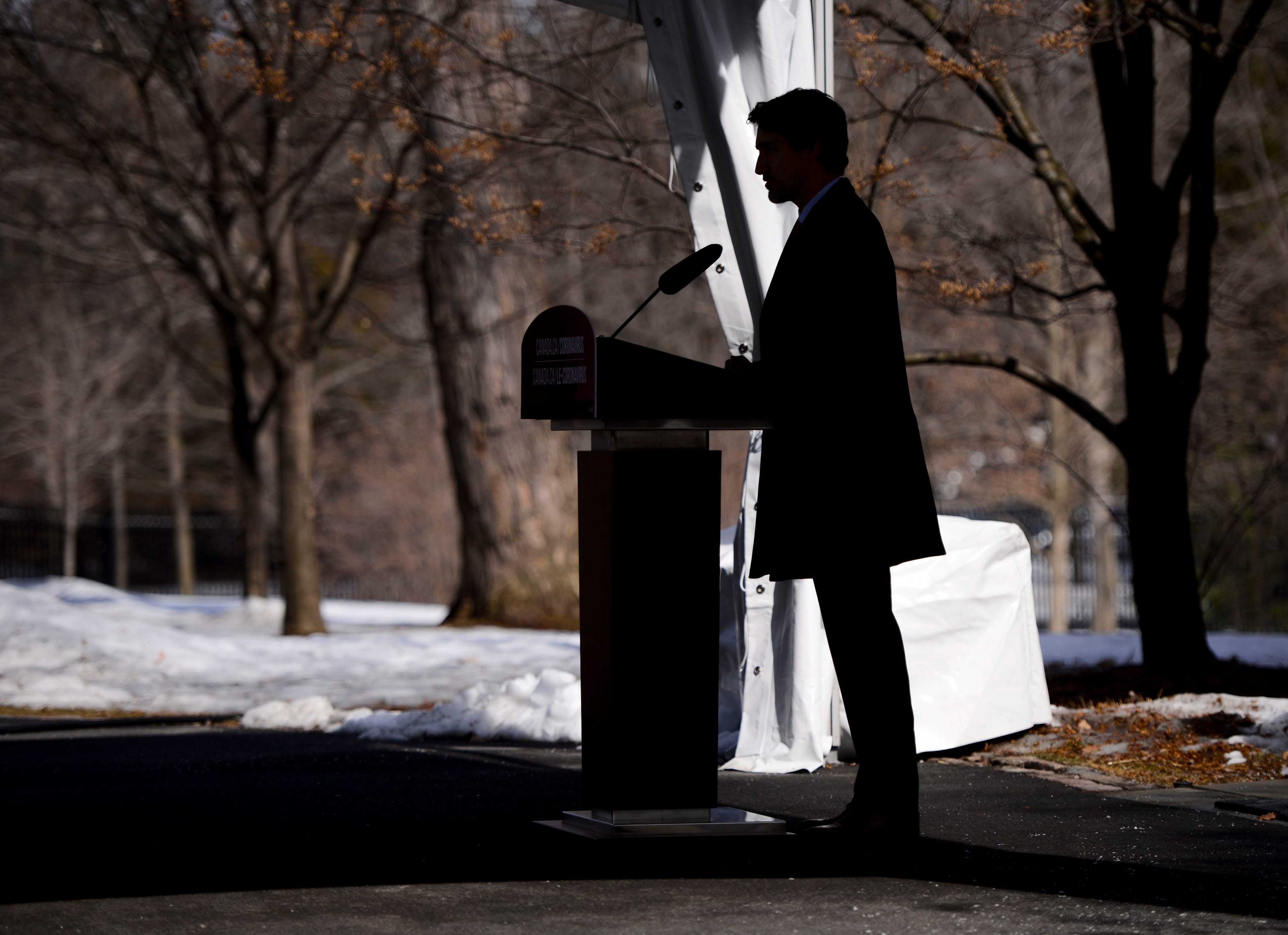 Trudeau addresses Canadians on the COVID-19 situation from Rideau Cottage in Ottawa on March 25, 2020 (CP/Sean Kilpatrick)