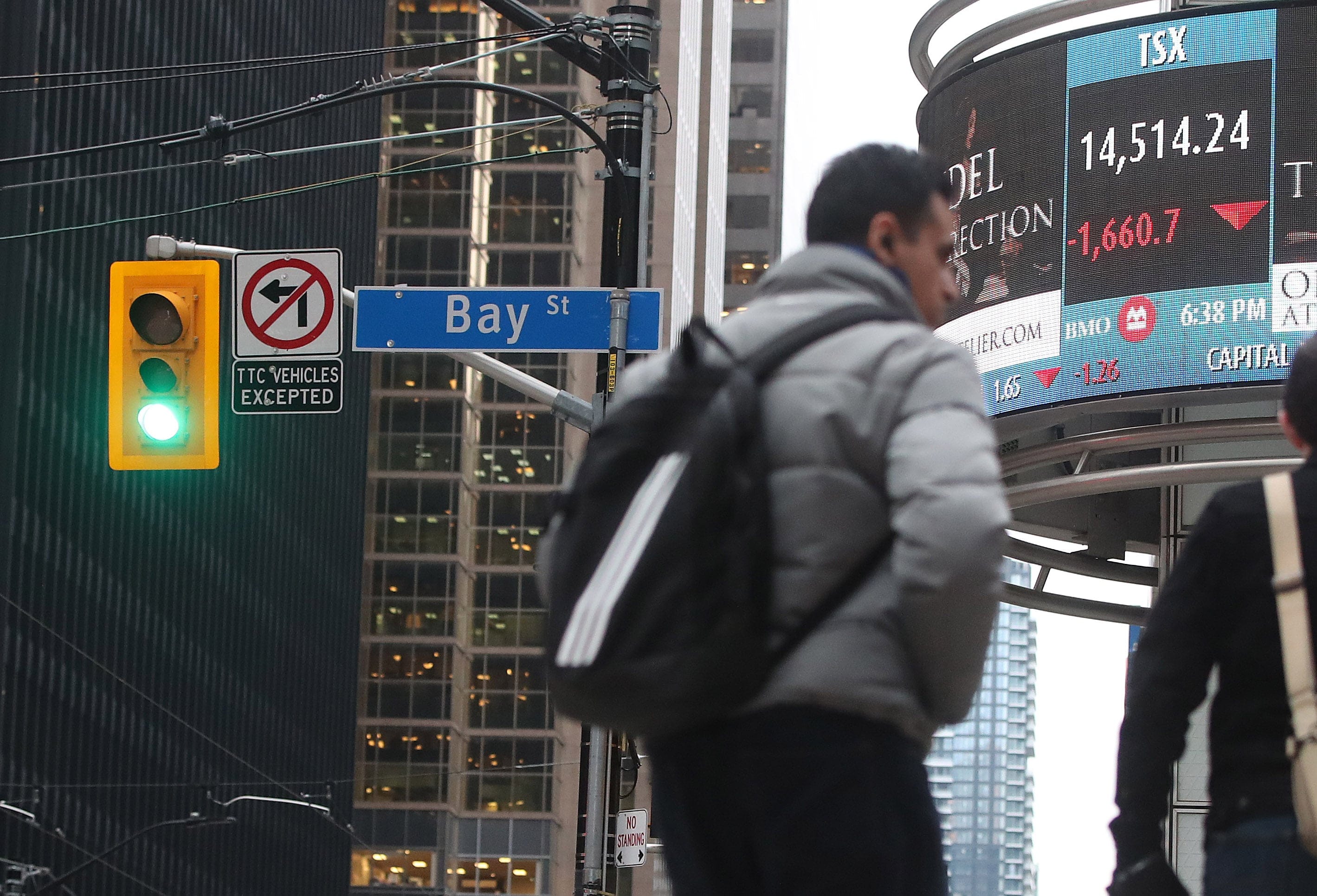 TORONTO, ON- MARCH 9  -  All the world markets including the Toronto Stock Exchange (TSX) suffered huge losses at concerns over COVID-19 (coronavirus) begin to increase  in Toronto. March 9, 2020.        (Steve Russell/Toronto Star via Getty Images)