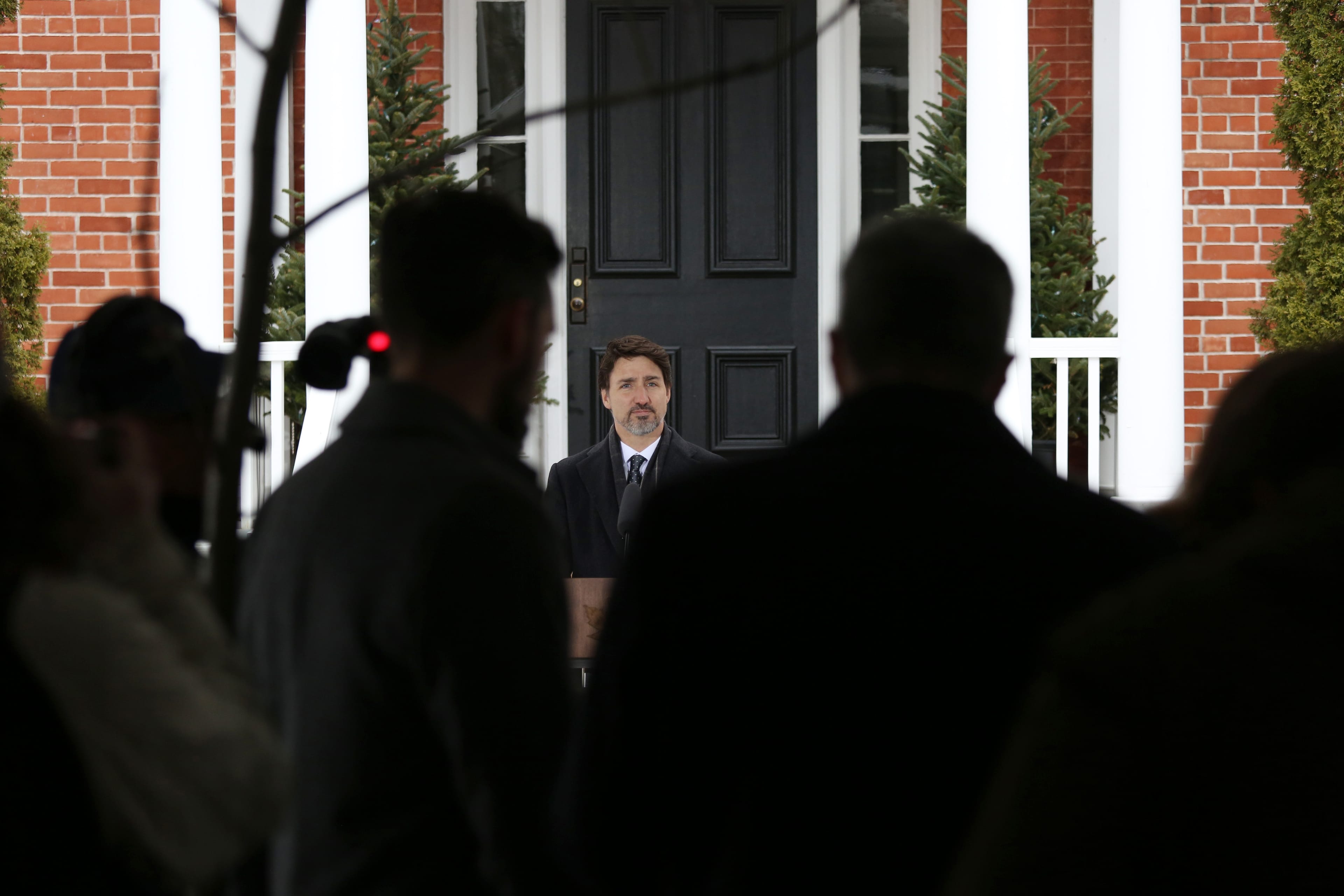 Canadian Prime Minister Justin Trudeau speaks during a news conference on COVID-19 situation in Canada from his residence March 19, 2020 in Ottawa, Canada. (Photo by Dave Chan / AFP) (Photo by DAVE CHAN/AFP via Getty Images)