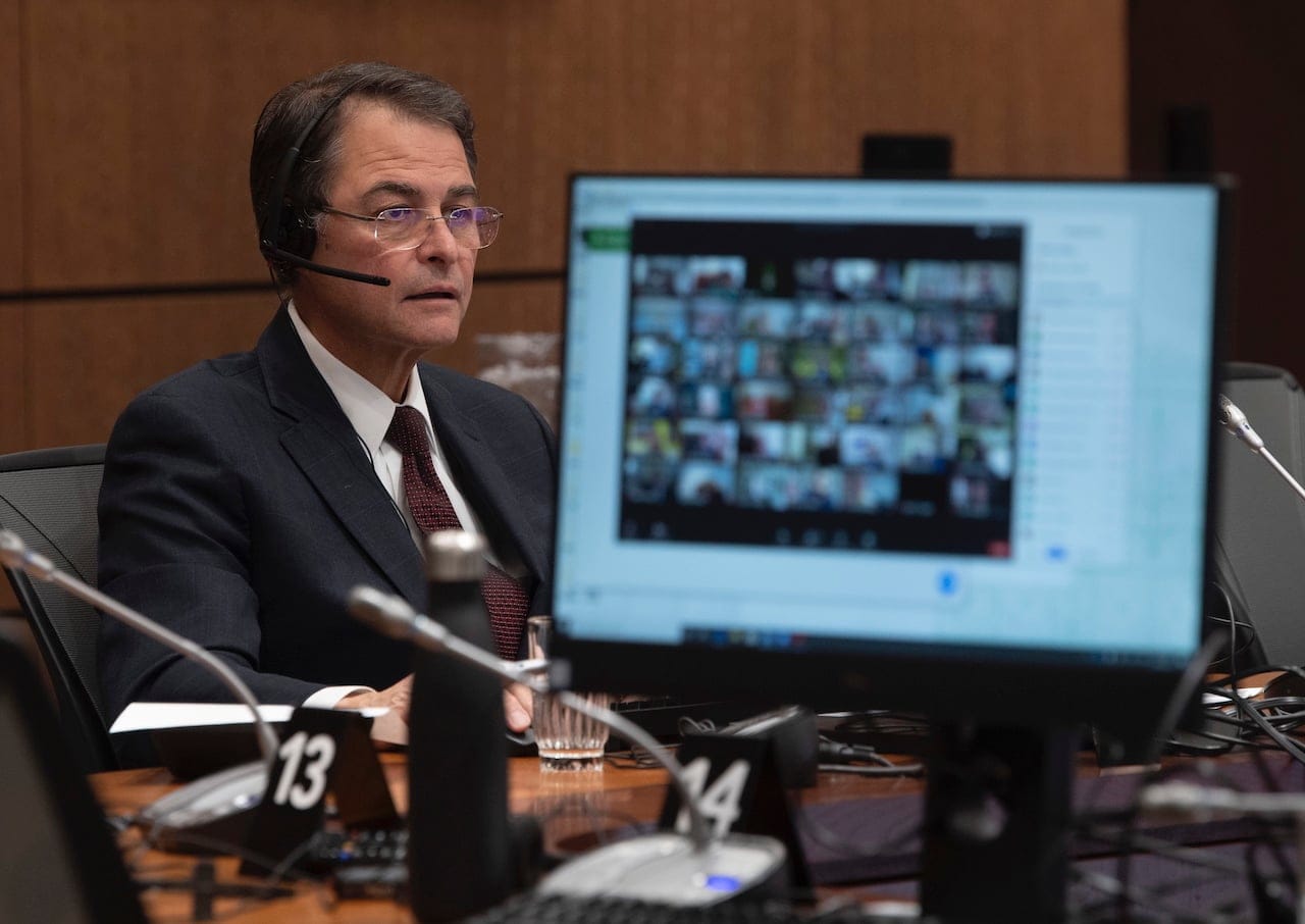 Speaker of the House of Commons Anthony Rota speaks during a virtual session of Parliament Tuesday April 28, 2020 in Ottawa. (Adrian Wyld/CP)
