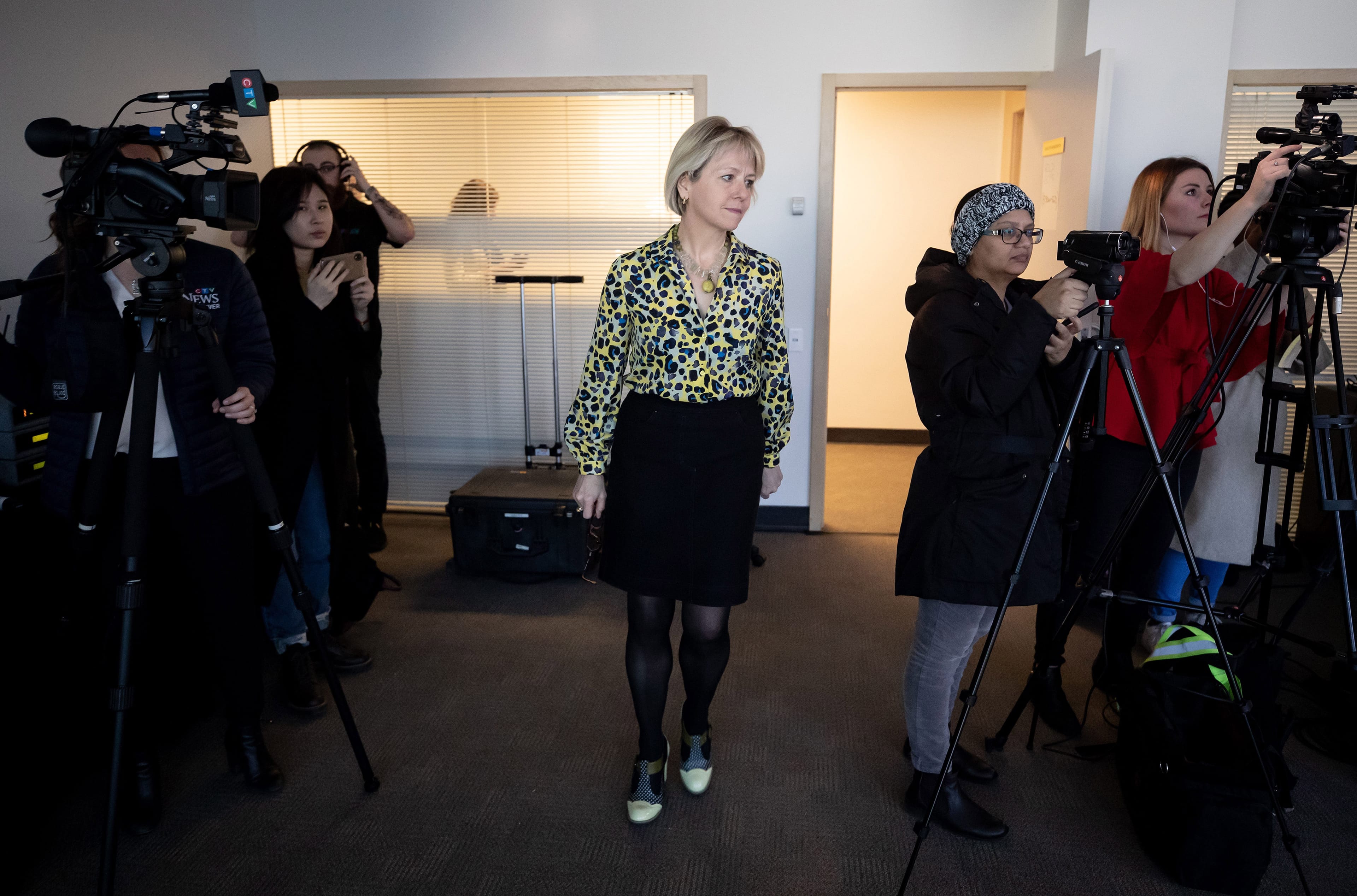British Columbia provincial health officer Dr. Bonnie Henry arrives for a news conference regarding the novel coronavirus COVID-19, in Vancouver, on Saturday, March 14, 2020. (Darryl Dyck/CP)