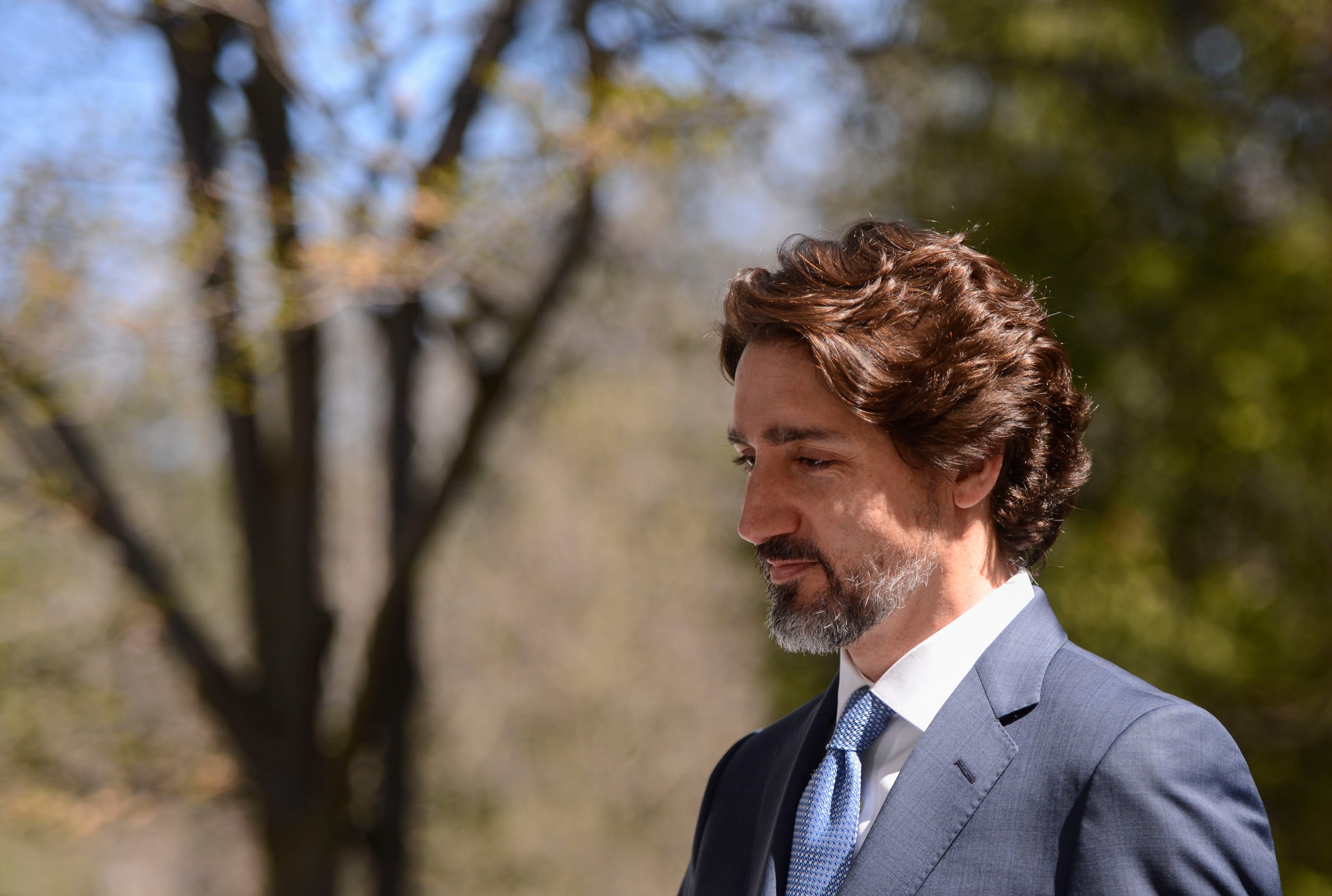 Prime Minister Justin Trudeau takes part in a press conference at Rideau Cottage during the COVID-19 pandemic in Ottawa on Wednesday, May 13, 2020. THE CANADIAN PRESS/Sean Kilpatrick