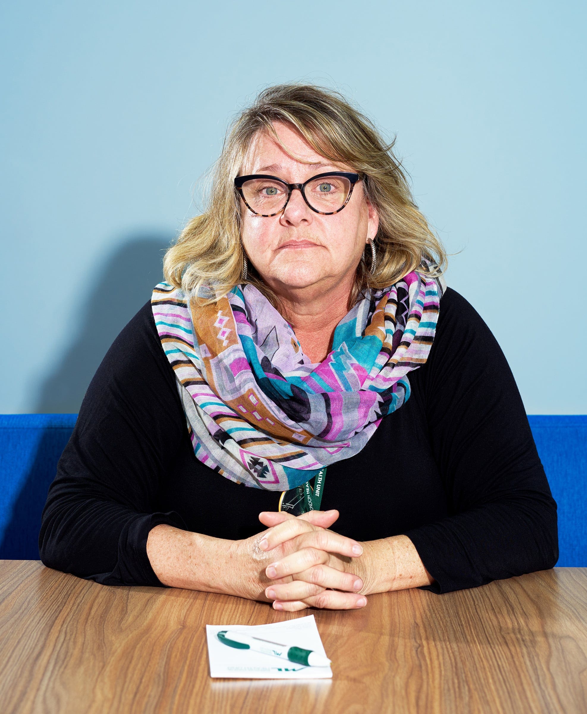 Ashby, a contact tracer, normally works in a prenatal program: ‘We don’t deal with death’ (Photograph by Nathan Cyprys)