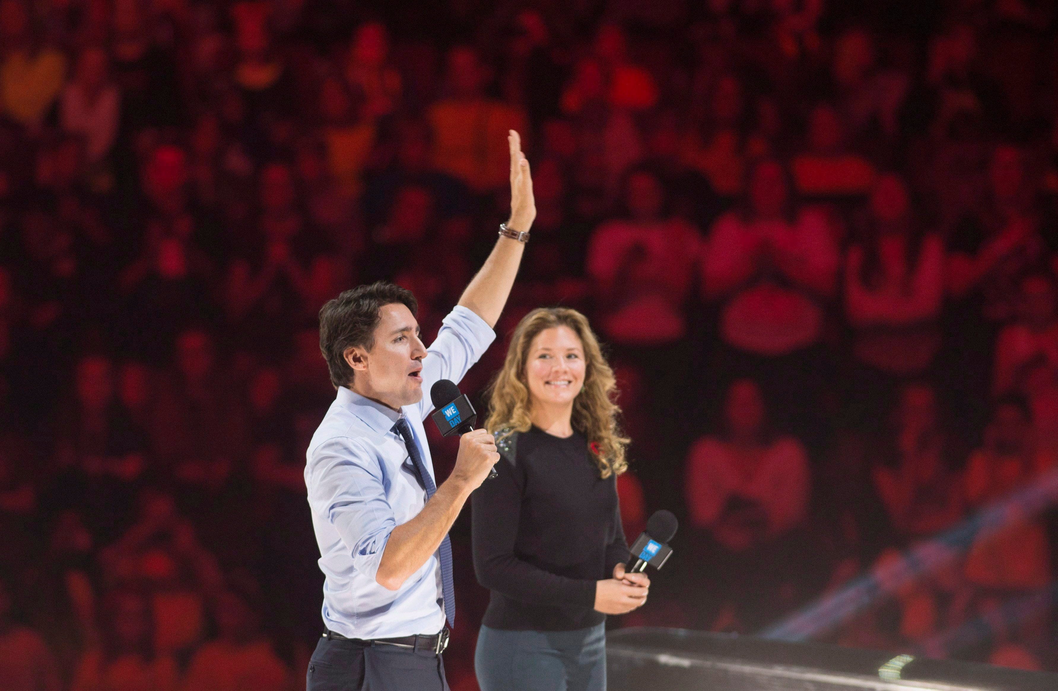 Prime Minister Justin Trudeau and his wife Sophie Grégoire Trudeau appear at the WE Day celebrations in Ottawa, Tuesday November 10, 2015. (Adrian Wyld/CP)