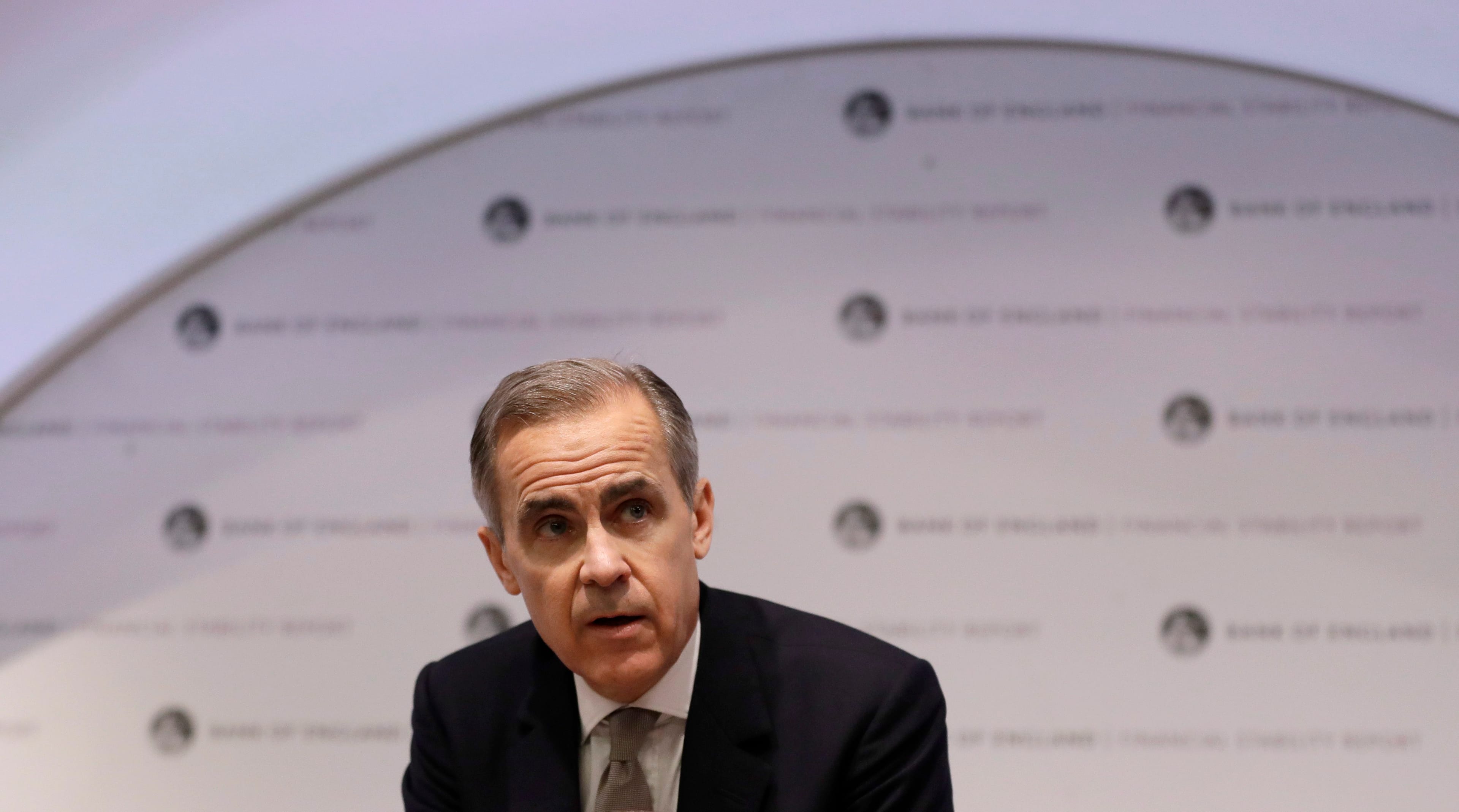 Mark Carney, Governor of the Bank of England speaks during a Bank of England Financial Stability Report Press Conference, in London, Monday, Dec. 16, 2019. (Kirsty Wigglesworth/AP)