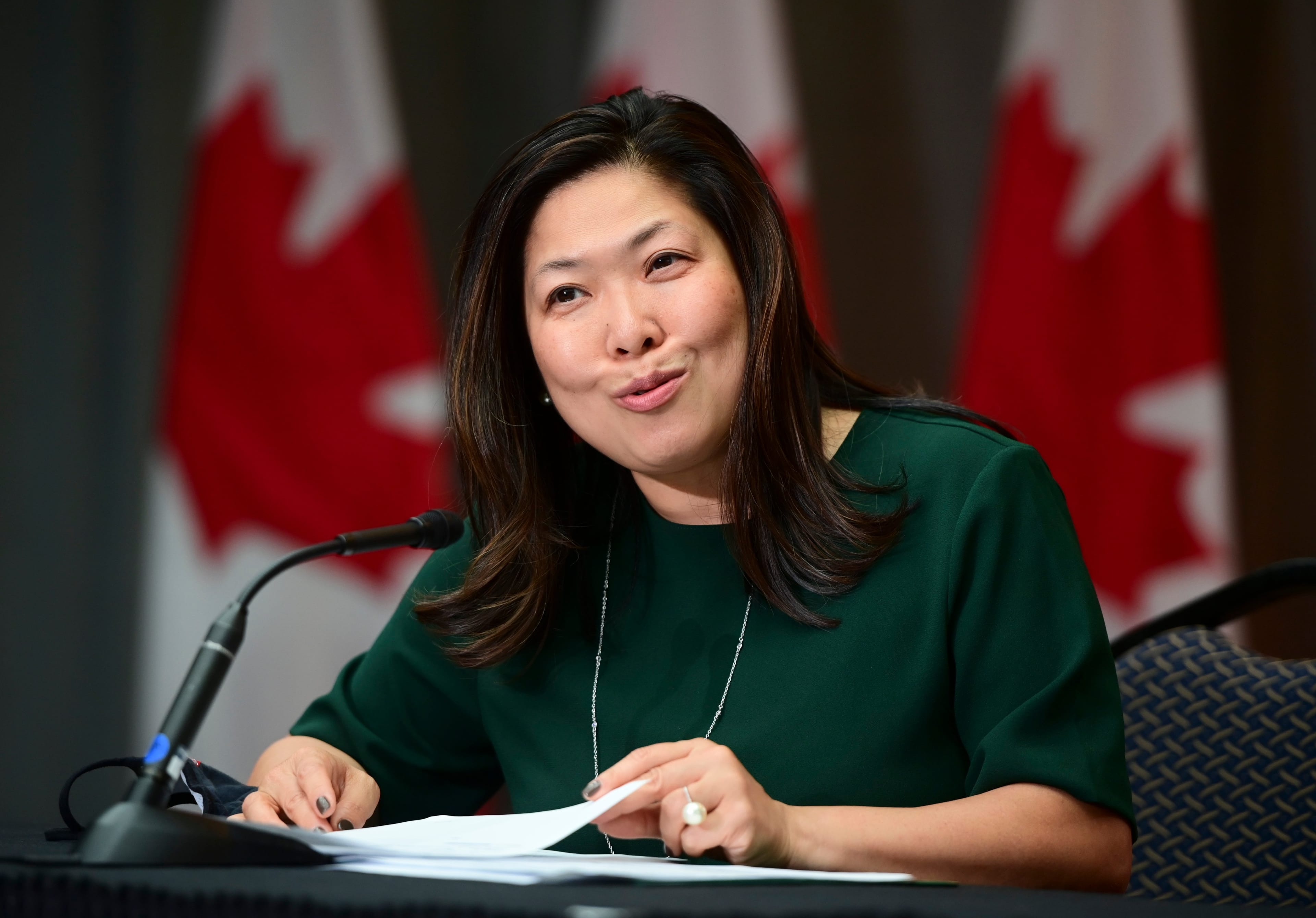 Minister of Small Business, Export Promotion and International Trade Mary Ng takes part in a press conference on the second day of the Liberal cabinet retreat in Ottawa on Tuesday, Sept. 15, 2020. (Sean Kilpatrick/CP)