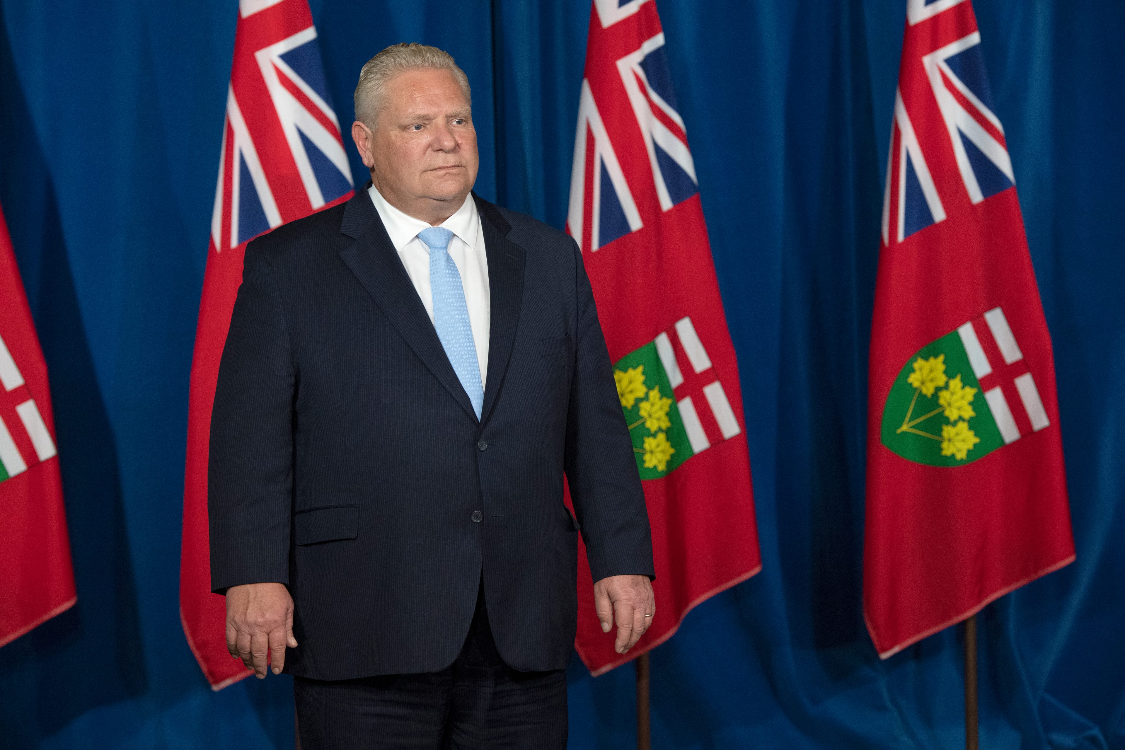 Ontario Premier Doug Ford listens to questions at the daily briefing at QueenÕs Park in Toronto on Tuesday November 17, 2020. THE CANADIAN PRESS/Frank Gunn