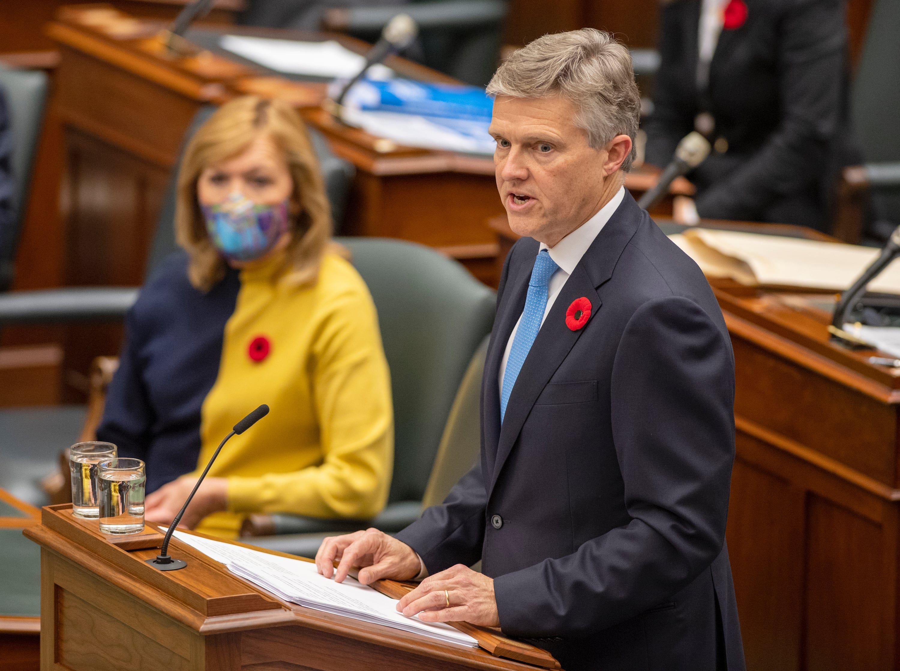 Ontario Finance Minister Rod Phillips delivers the Provincial Budget in the Ontario Legislature in Toronto on Nov. 5, 2020.(Frank Gunn/CP)