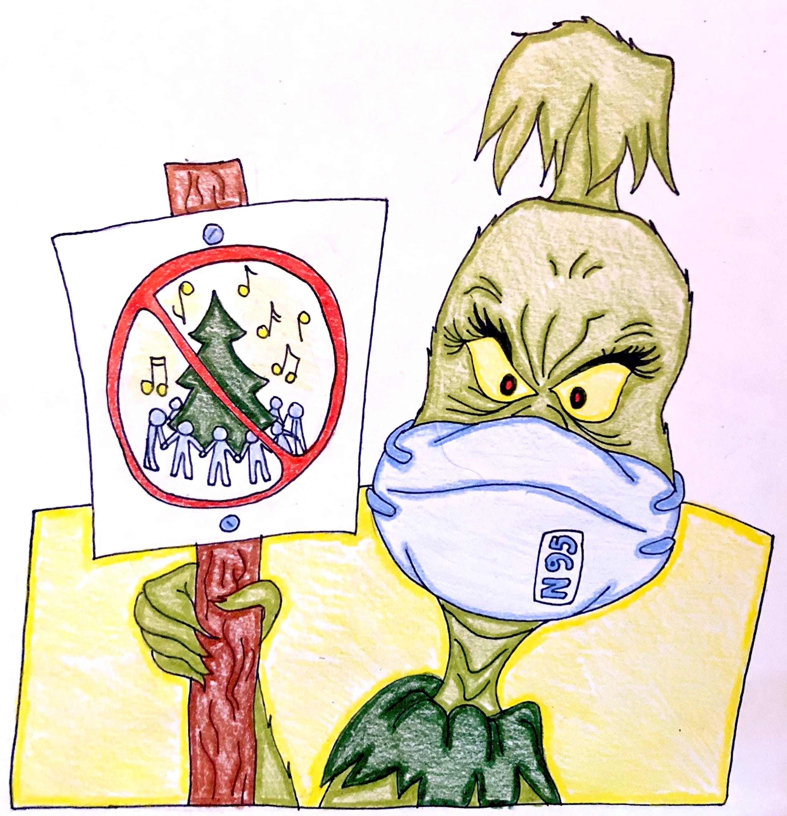 The Grinch wearing a mask