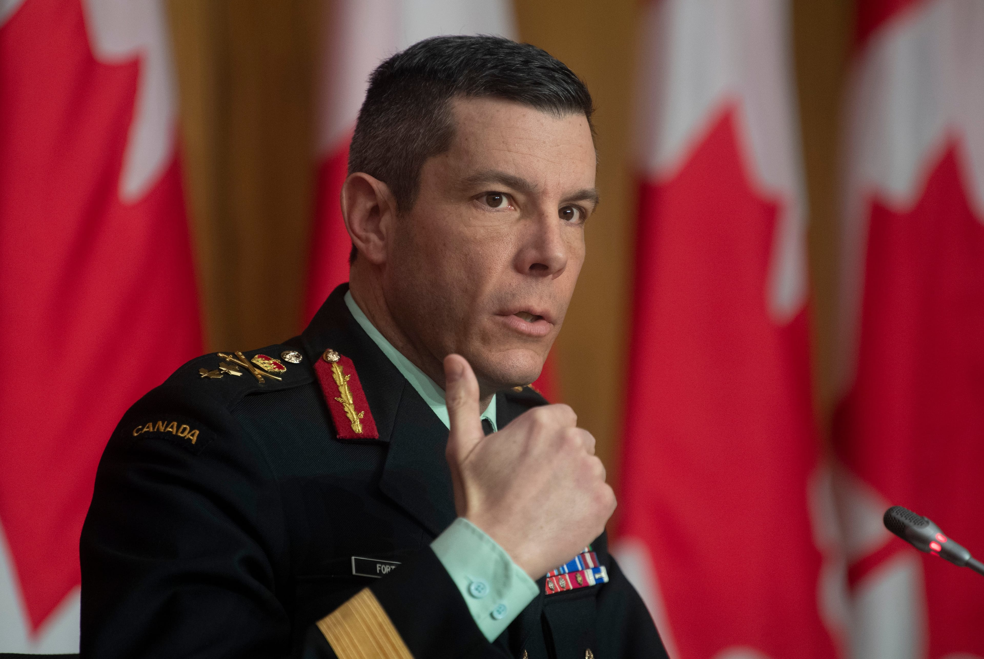 Fortin responds to a question on COVID vaccines during a news conference on Jan. 14, 2021 in Ottawa (CP/Adrian Wyld)