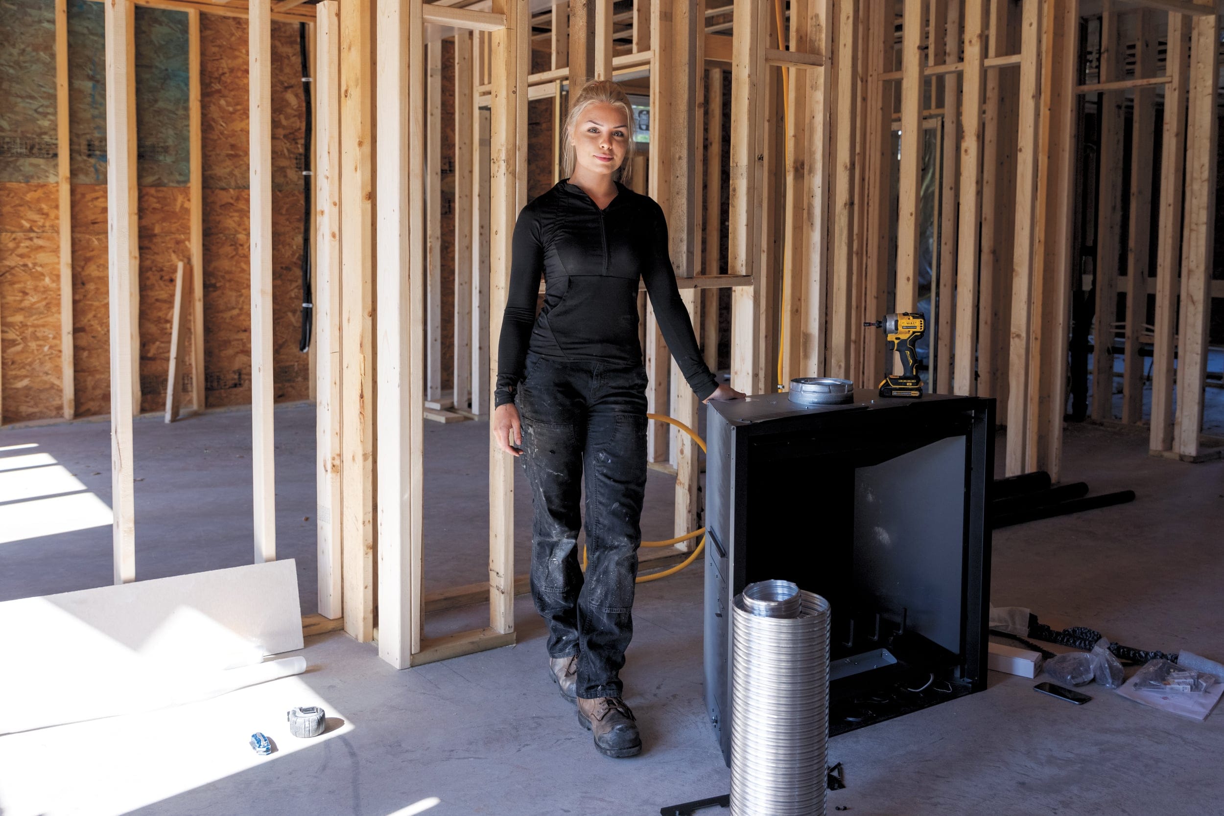 Bri Jardine on a job-site in Sackville for her Ultimate Home Comfort, her employer. (Photograph by Carolina Andrade)