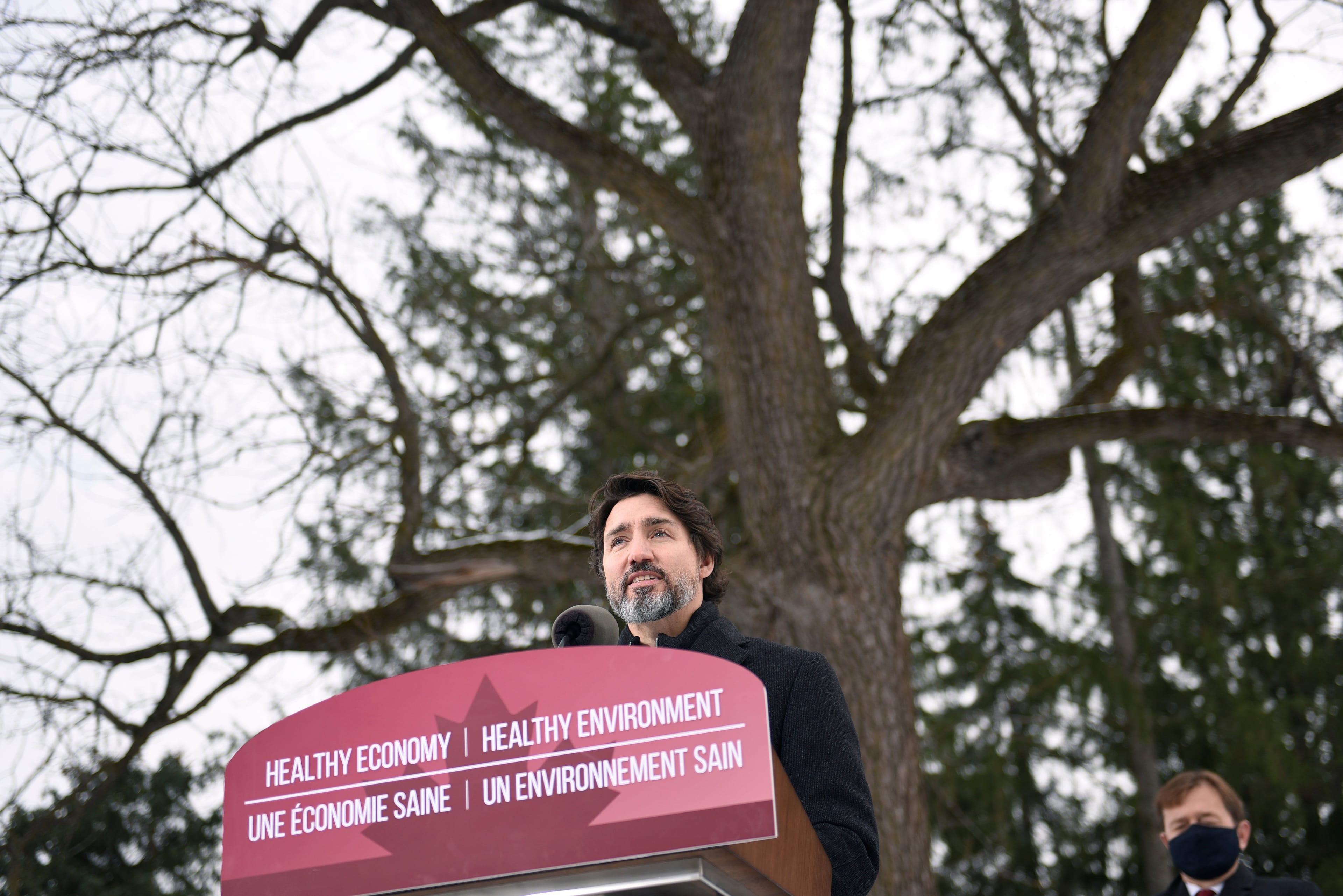 Prime Minister Justin Trudeau makes an announcement on the government's updated climate change plan, in Ottawa, on Dec. 11, 2020 (Justin Tang/CP)