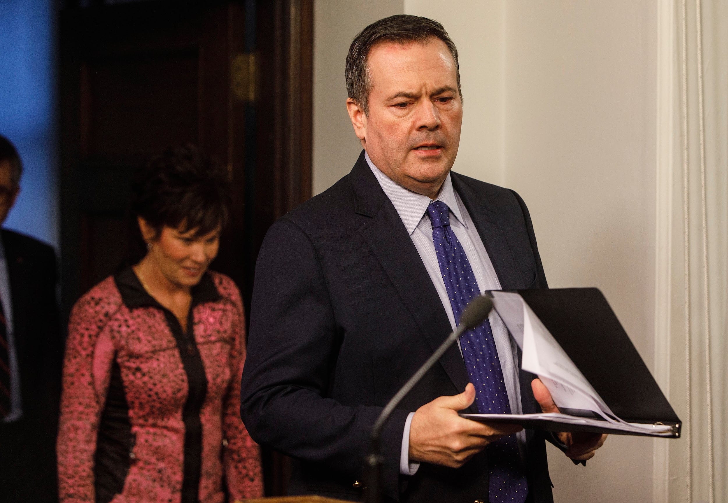 Alberta Premier Jason Kenney updates media on measures taken to help with COVID-19, in Edmonton on Friday, March 20, 2020. THE CANADIAN PRESS/Jason Franson