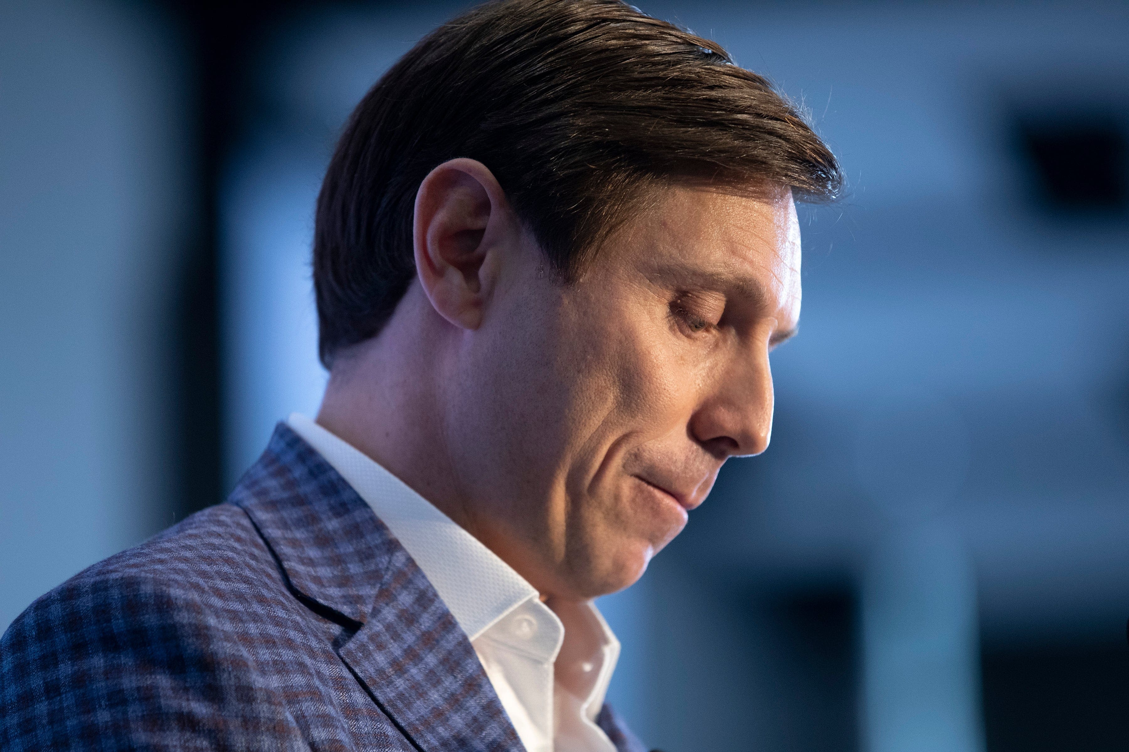 Patrick Brown announces his candidacy for the federal Conservative Leadership at a rally in Brampton, Ont., March 13, 2022. (Chris Young/The Canadian Press)
