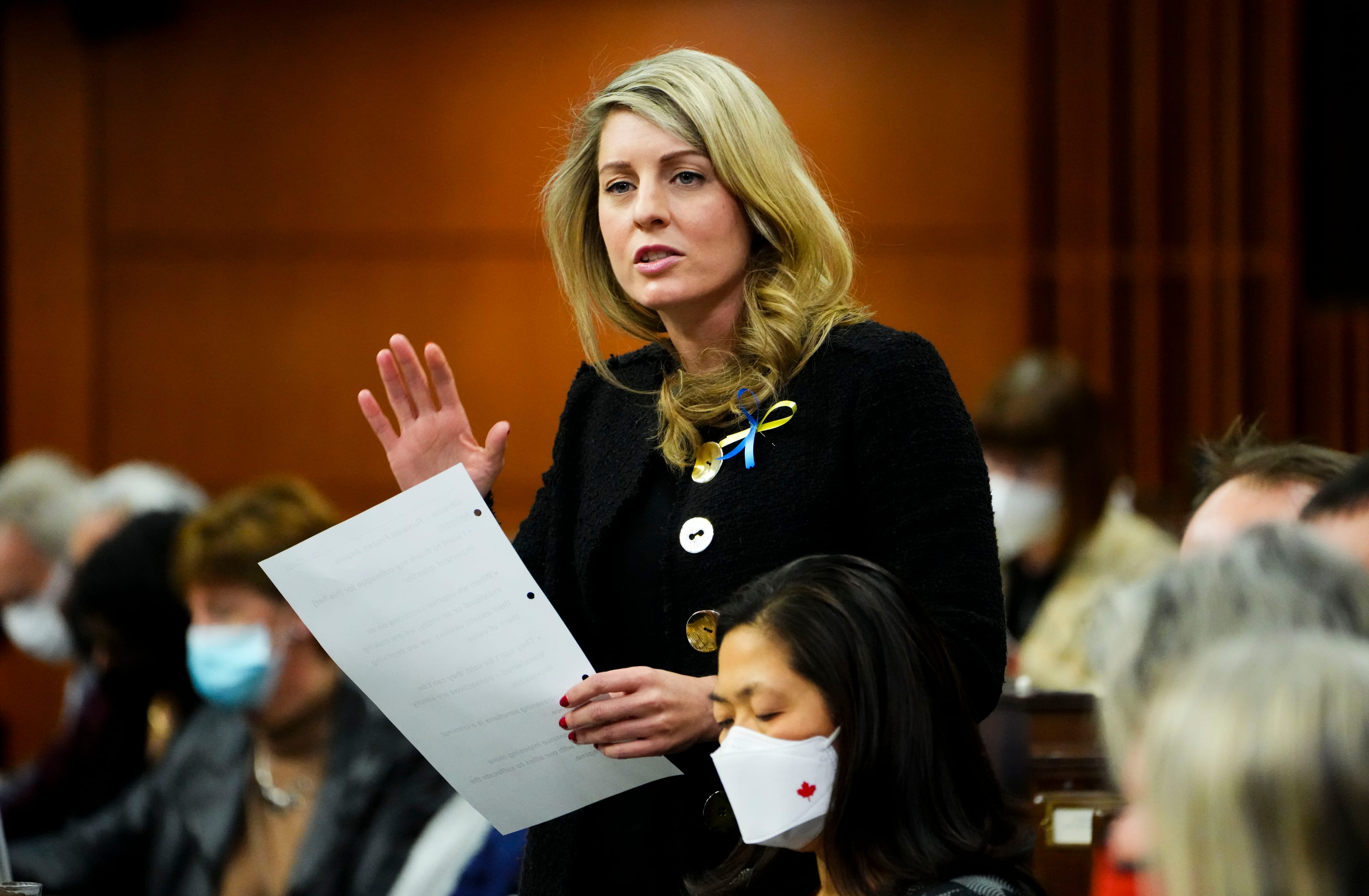 Joly stands during question period in the House of Commons on Parliament Hill in Ottawa, March 28, 2022. (Sean Kilpatrick/The Canadian Press)