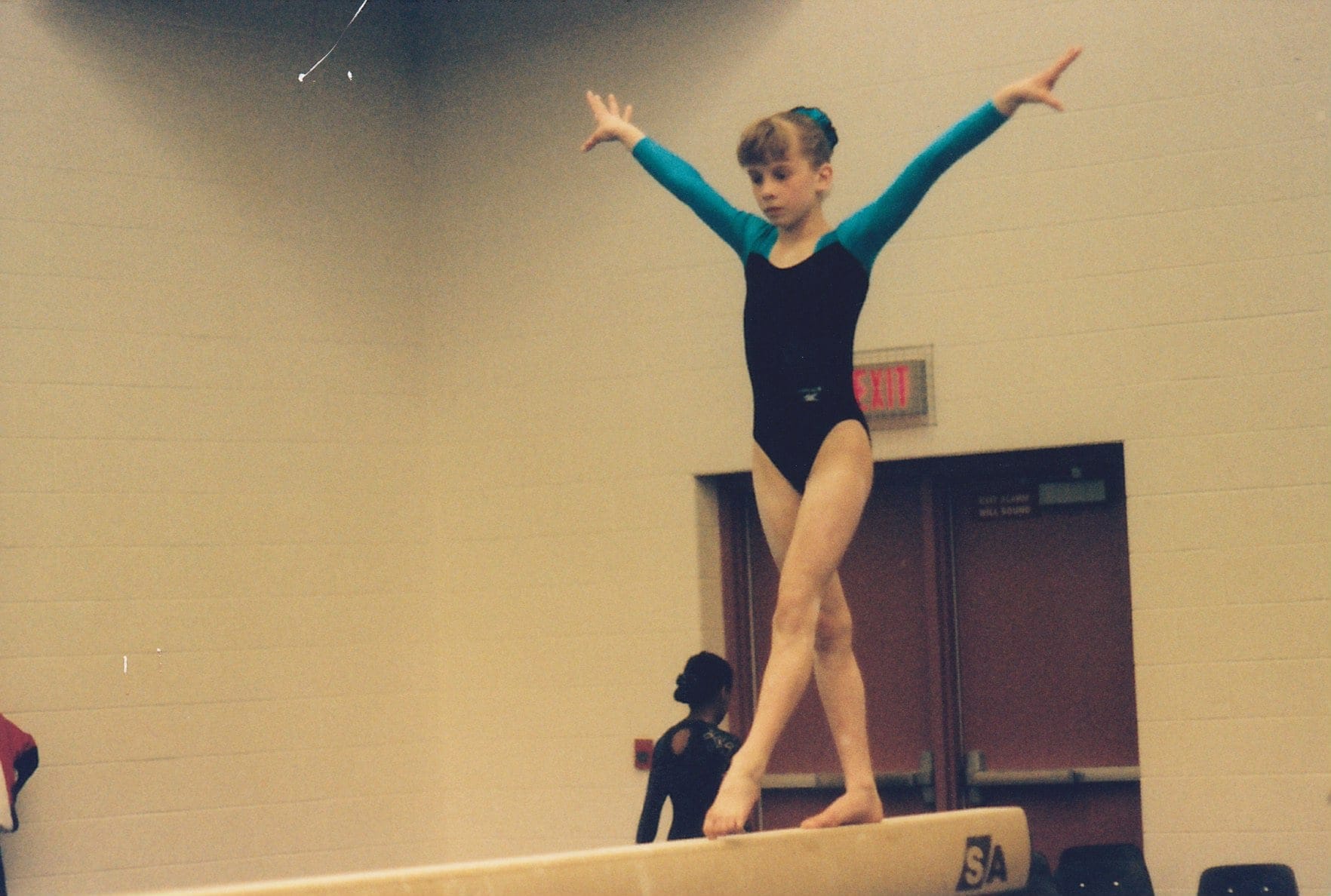 Melanie Hunt, shown here competing at age 10, filed a complaint that prompted an investigation into former Gymnastics Canada coaches Dave and Elizabeth Brubaker



