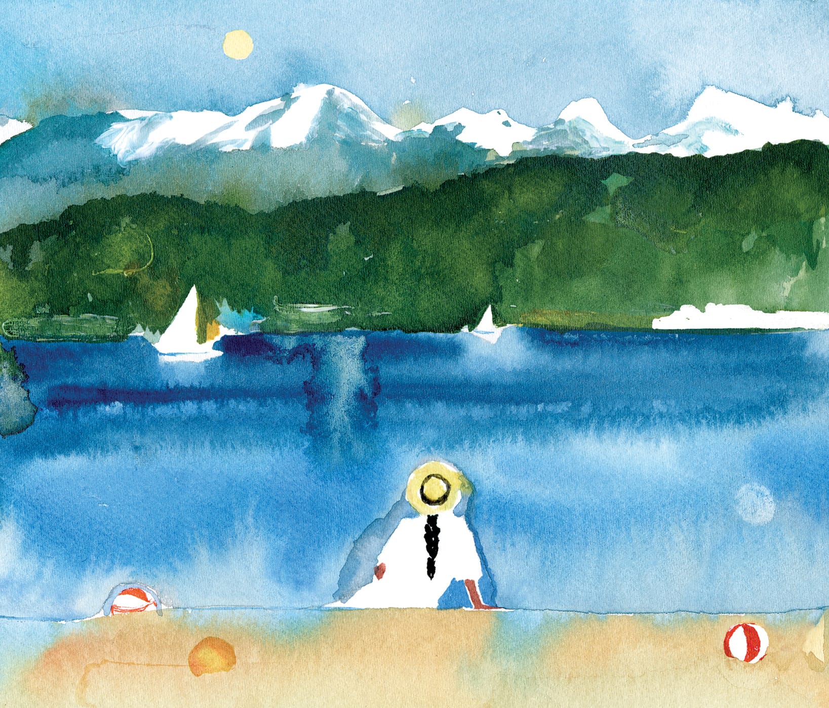“I love spending time at the beach with a view of the mountains” (Illustration by Lauren Tamaki) 