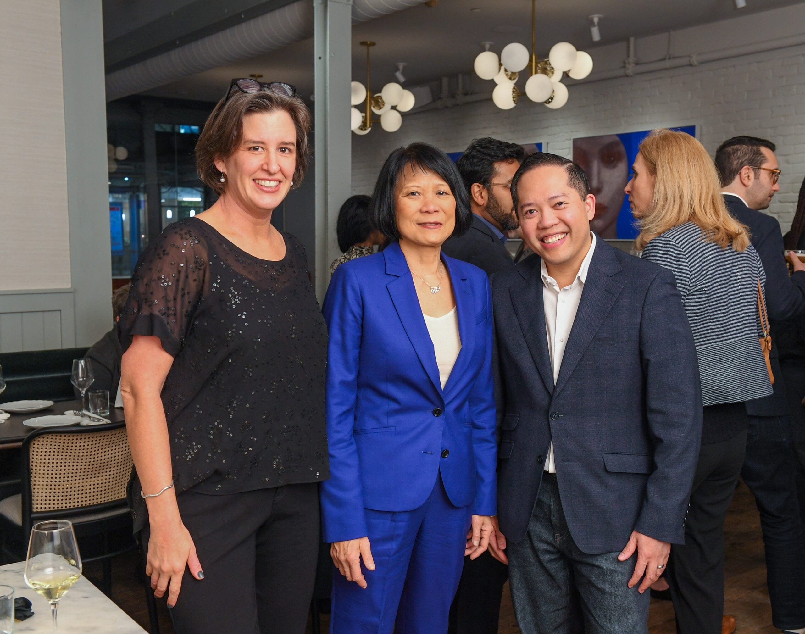 [L to R] Sarah Fulford, editor-in-chief of Maclean’s, Olivia Chow, Mayor of The City of Toronto; and Jason Maghanoy, publisher, Maclean’s at the Maclean’s Ideas Summit: Powerhouse Salon at Bar Ardo.
