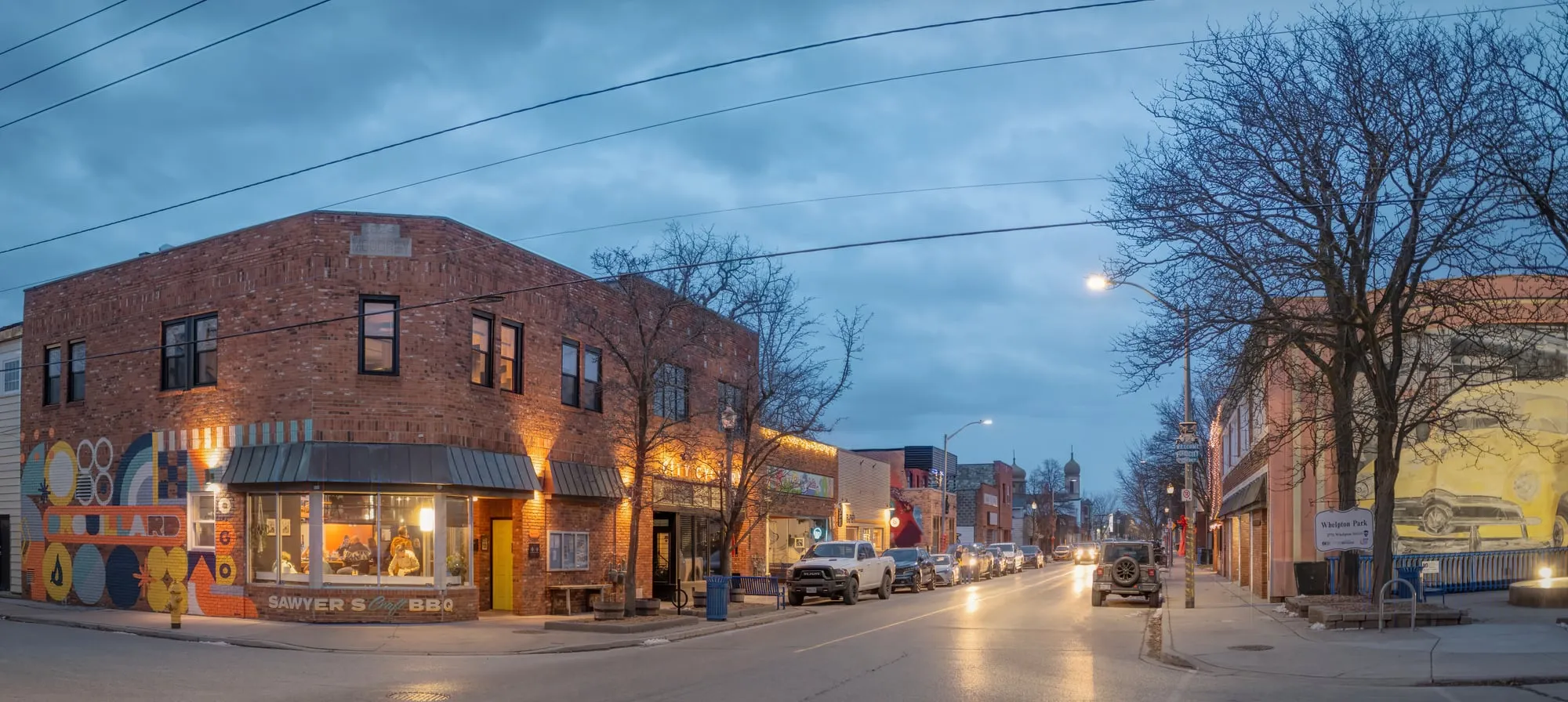 Windsor, Ontario, Canada - February 16, 2024:  One of the up and coming neighbourhoods in Windsor is the Ford City district.