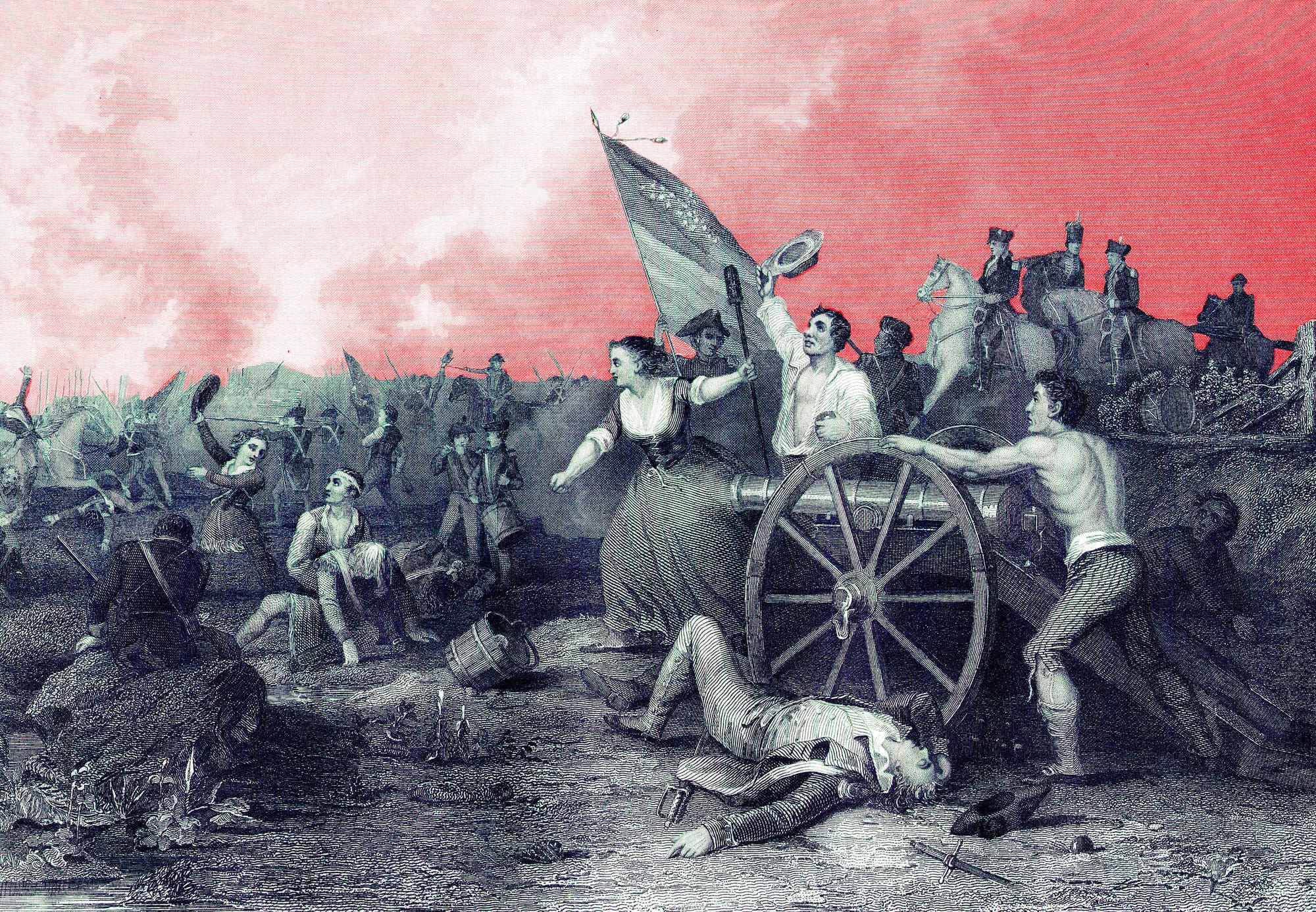 A painting of a battle scene