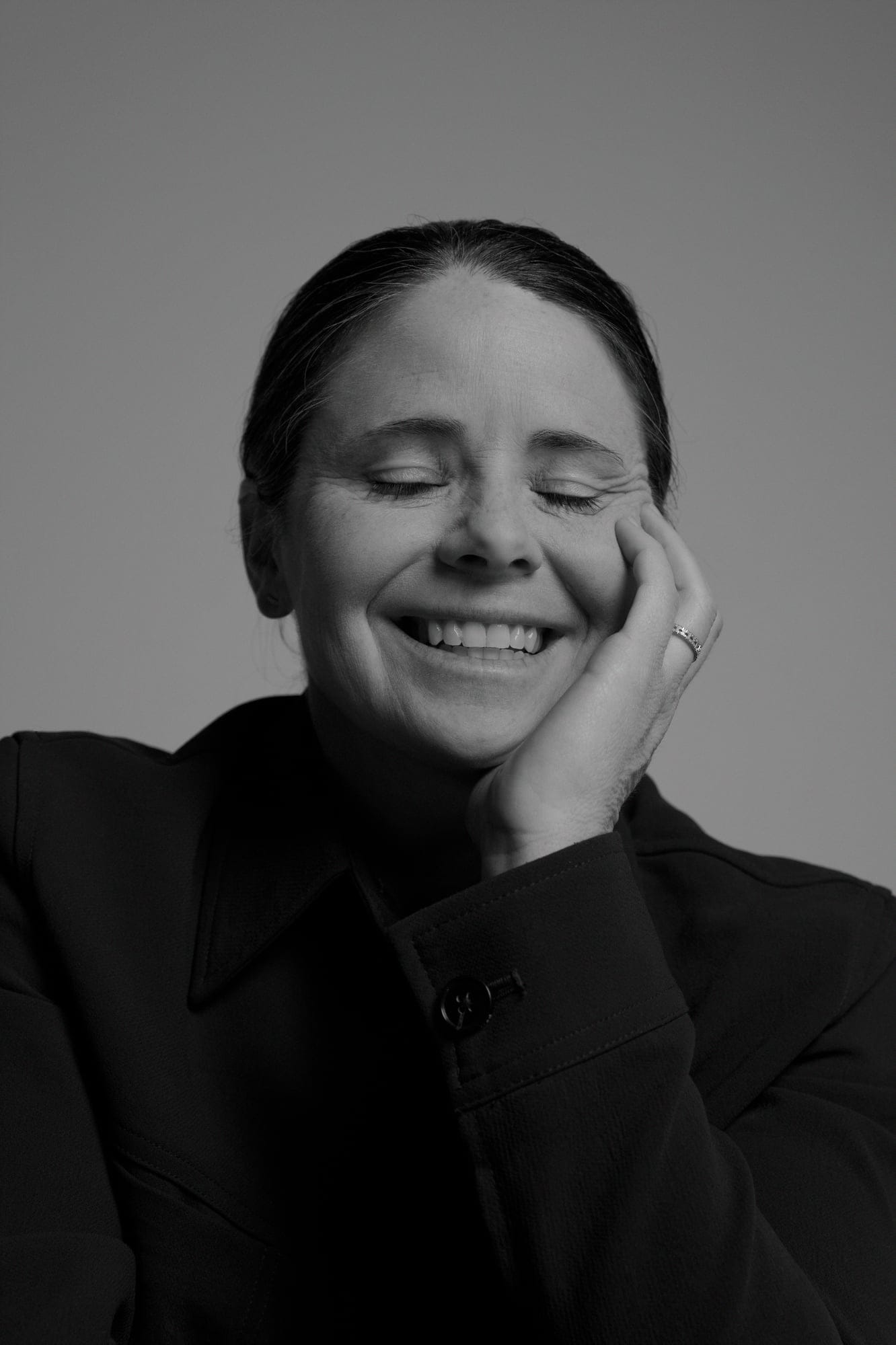 Black and white portrait of former Olympian Diana Matheson
