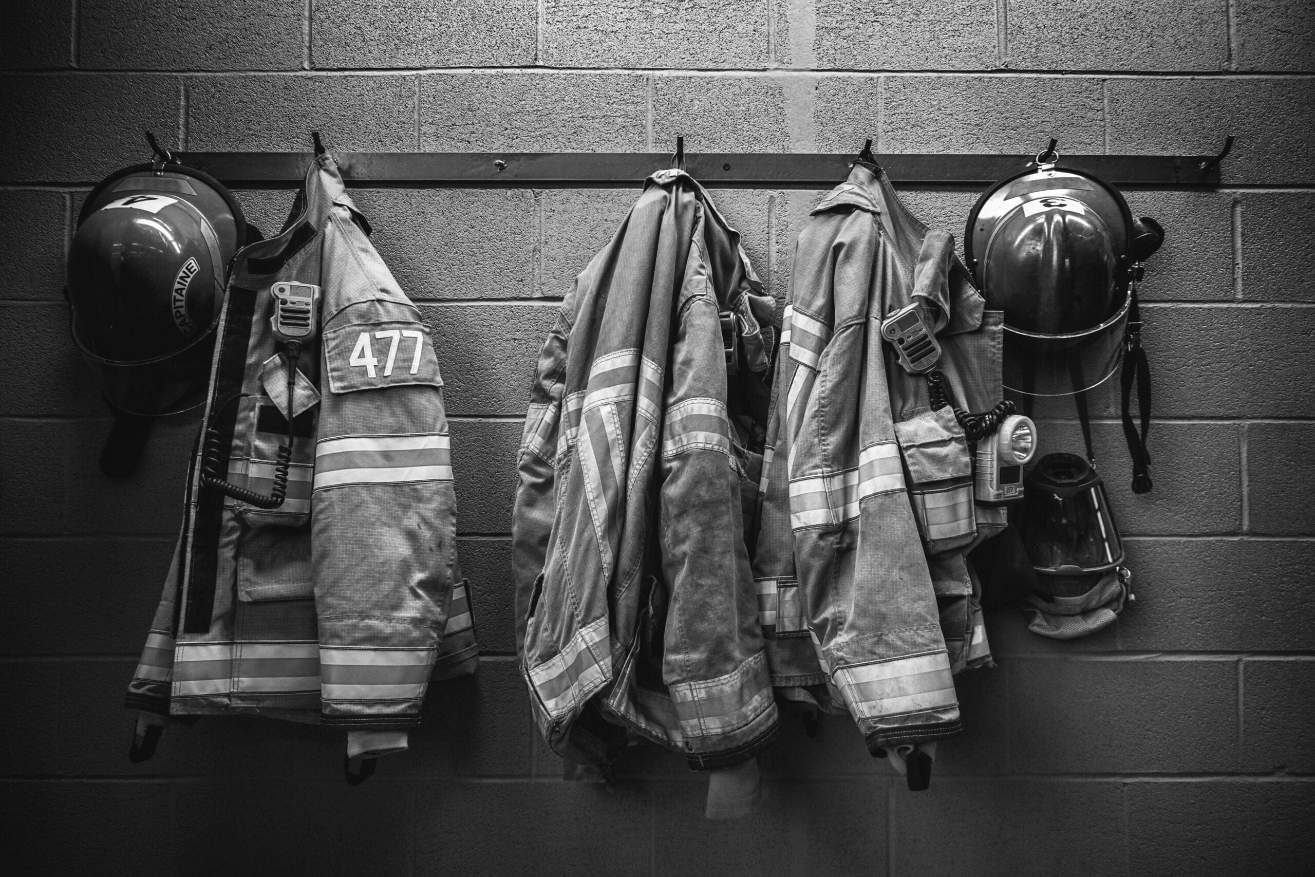 A rack of firefighters' jackets