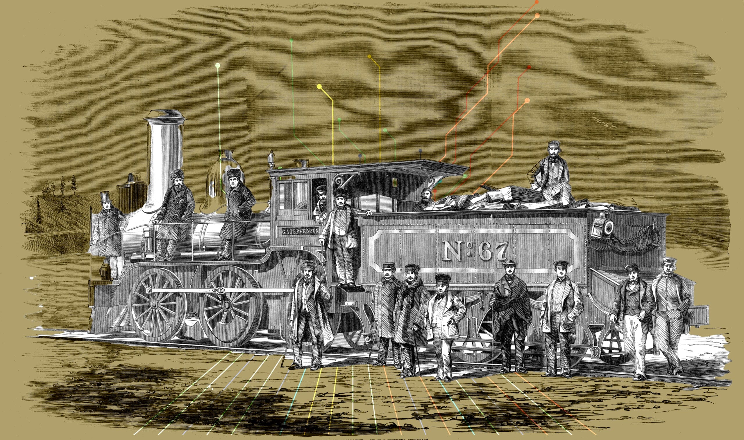 Aged train with circuits behind