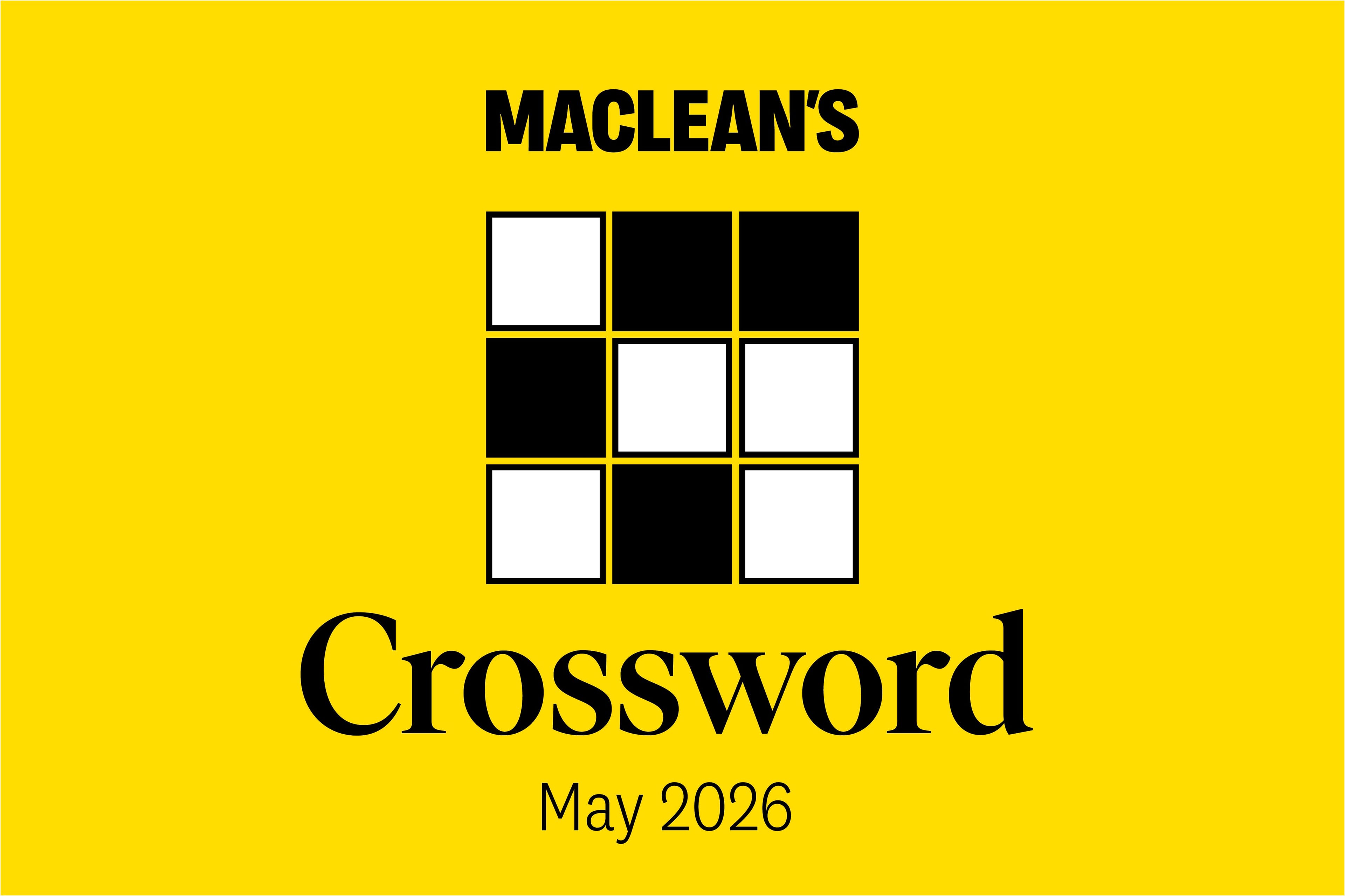 A graphic promoting the Maclean's crossword for May 2026