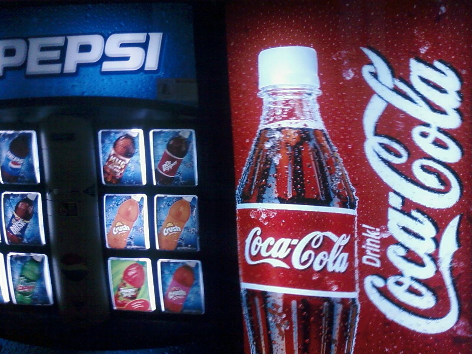 Coke and Pepsi machines co-existing on a campus; I think the North Koreans are going to nuke us!