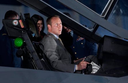 Minister of National Defence and Minister for the Atlantic Gateway Peter MacKay checks out the cockpit of the F-35. THE CANADIAN PRESS/Adrian Wyld