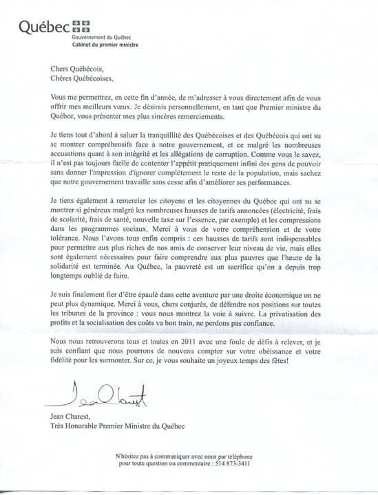 Fausse lettre Charest
