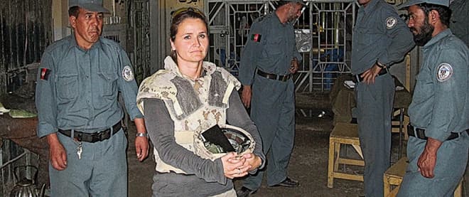 Renee Filiatrault, note how none of the Afhgan men are looking at her. AP