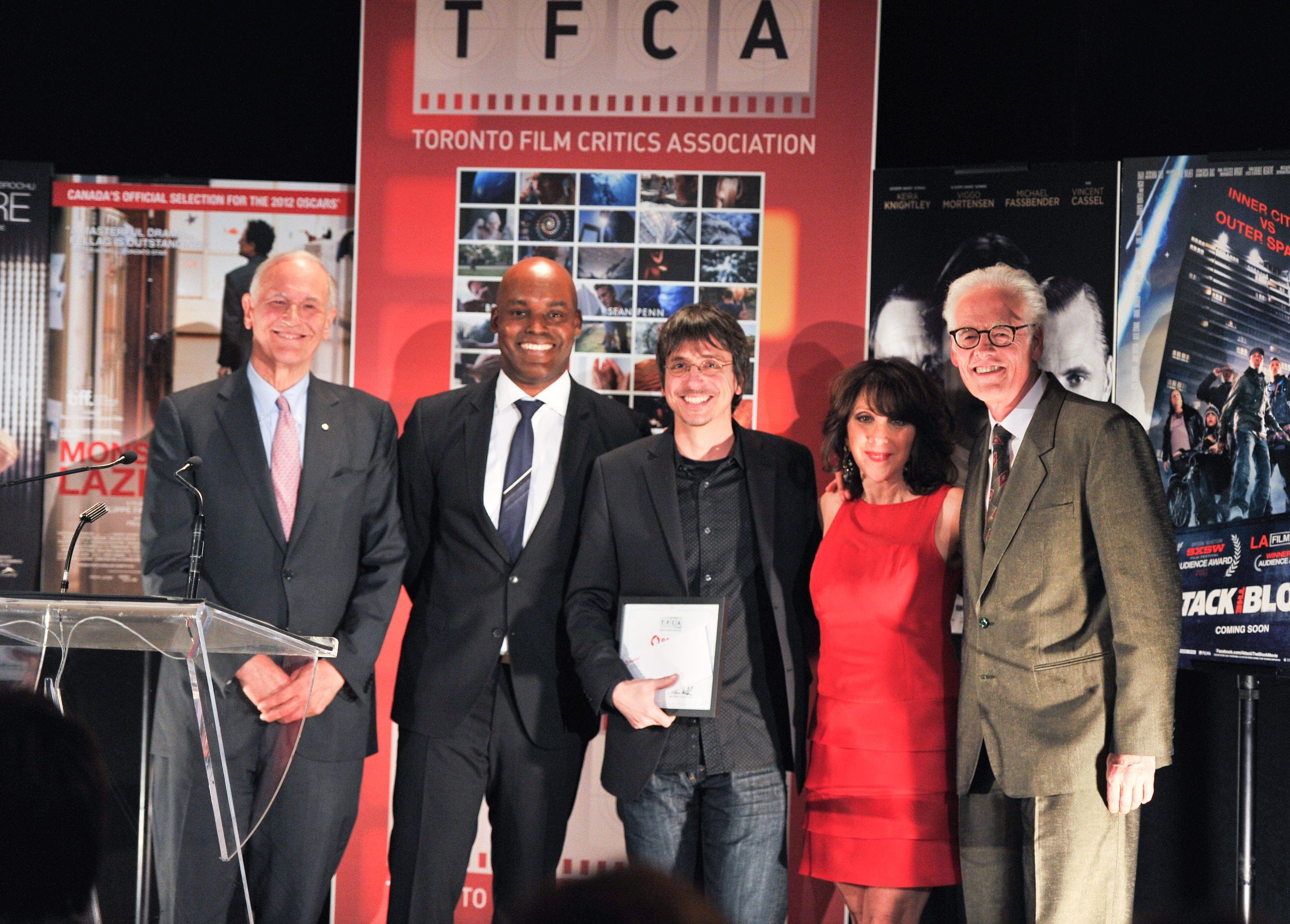 (from left) Rogers Communications Vice-Chairman Phil B. Lind, Cameron Bailey, Philippe Falardeau, Andrea Martin, Brian D. Johnson