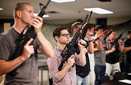 Role-playing at the range, Bin Laden in their sights.