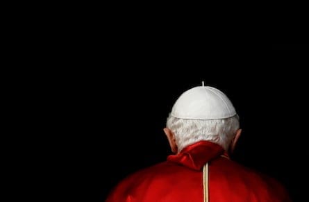 Pope Benedict XVI enters a building during his visit to Lambeth Palace in London