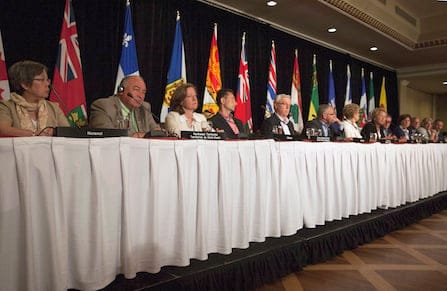 Eva Aariak, Bob McLeod, Alison Redford, Robert Ghiz, Greg Selinger, Darrell Dexter, Kathleen Wynne, Pauline Marois, David Alward