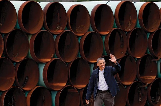 Barack Obama at the Cushing, Oklahoma site in March 2012. (Tom Pennington/Getty Images)