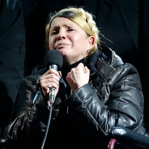 Ukrainian opposition leader Tymoshenko addresses anti-government protesters gathered in the Independence Square in Kiev