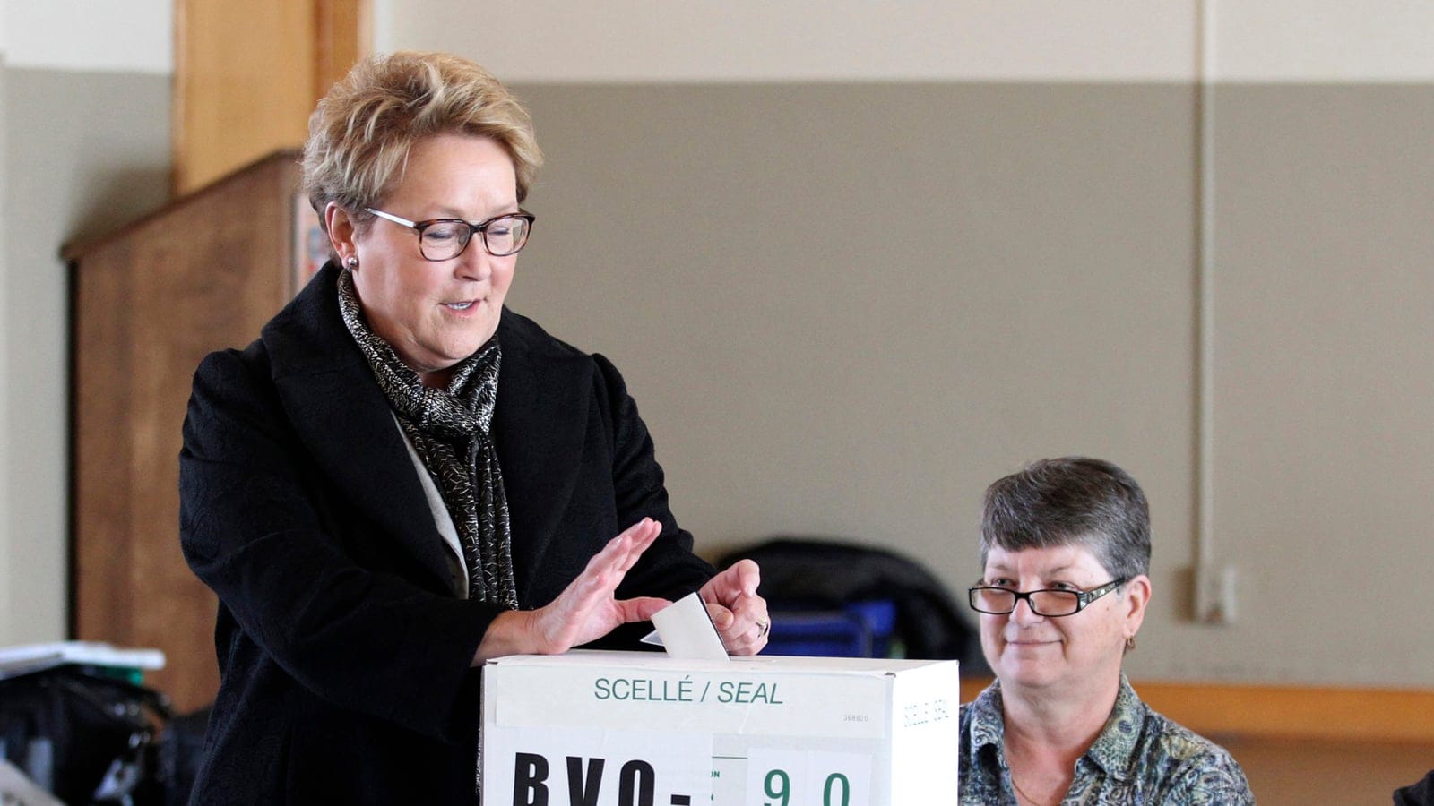 Parti Quebecois leader Pauline Marois casts her vote in Beaupre, Quebec April 7, 2014. Quebec voters go to the polls on Monday in a provincial election. REUTERS/Christinne Muschi(CANADA - Tags: POLITICS ELECTIONS) - RTR3K9Z1