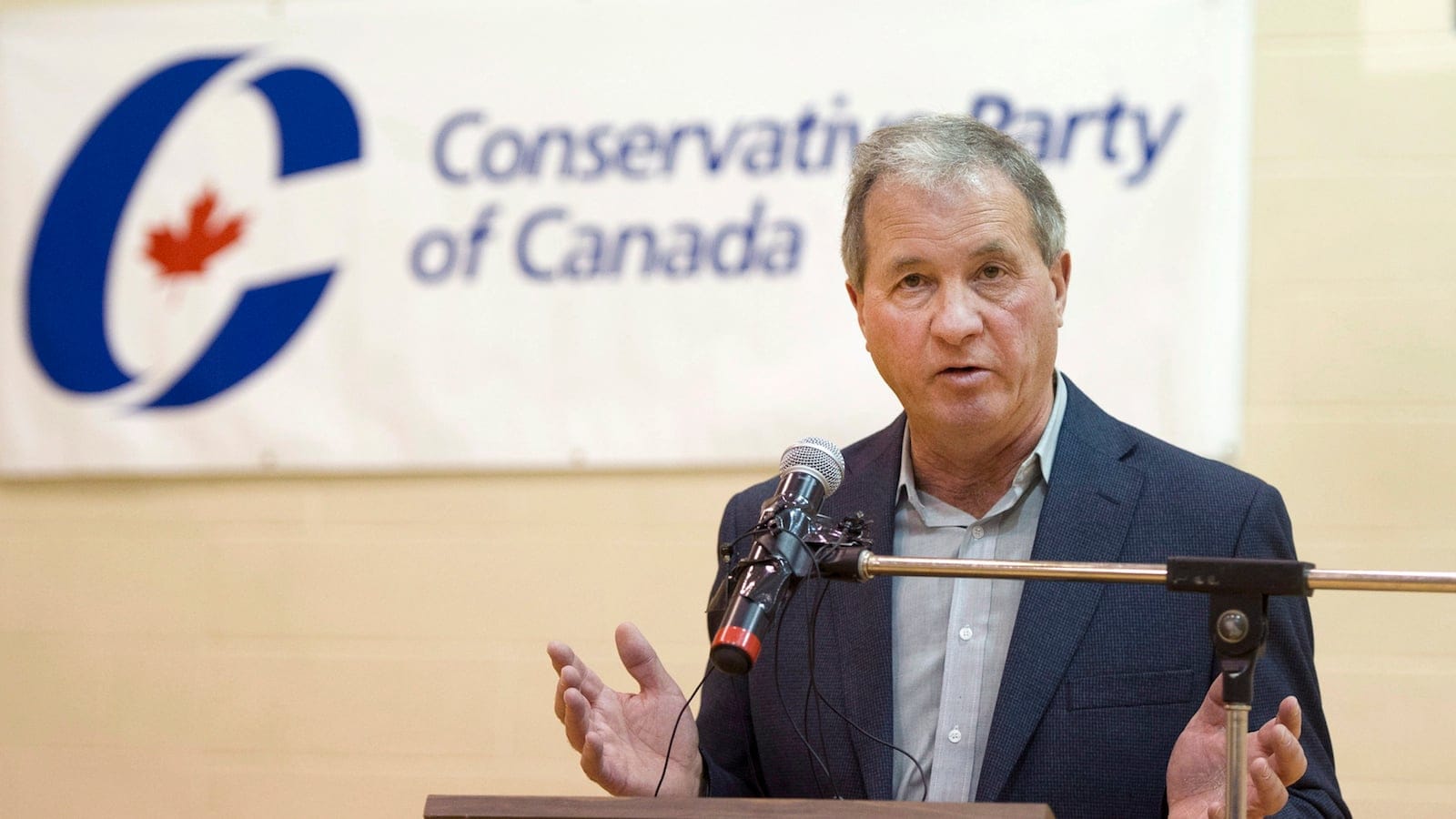 Ron Liepert speaks after defeating Rob Anders during the Calgary Signal Hill federal Conservative nomination, in Calgary on Saturday, April 12, 2014. THE CANADIAN PRESS/Larry MacDougal