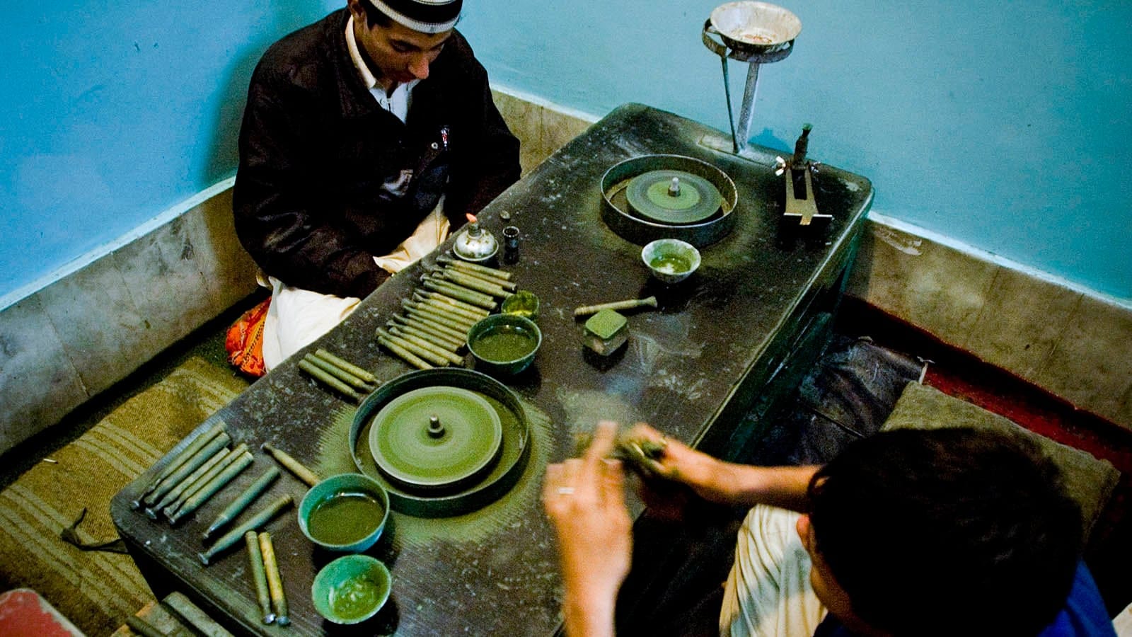 Peshawar, Pakistan Gem cutters ply their trade in Namak Mandi, the historic gem bazaar in Peshawar's old city. For centuries, Namak Mandi has been the destination for precious and semi-precious stones from Afghanistan. Decades of war, however, are now threatening the industry.