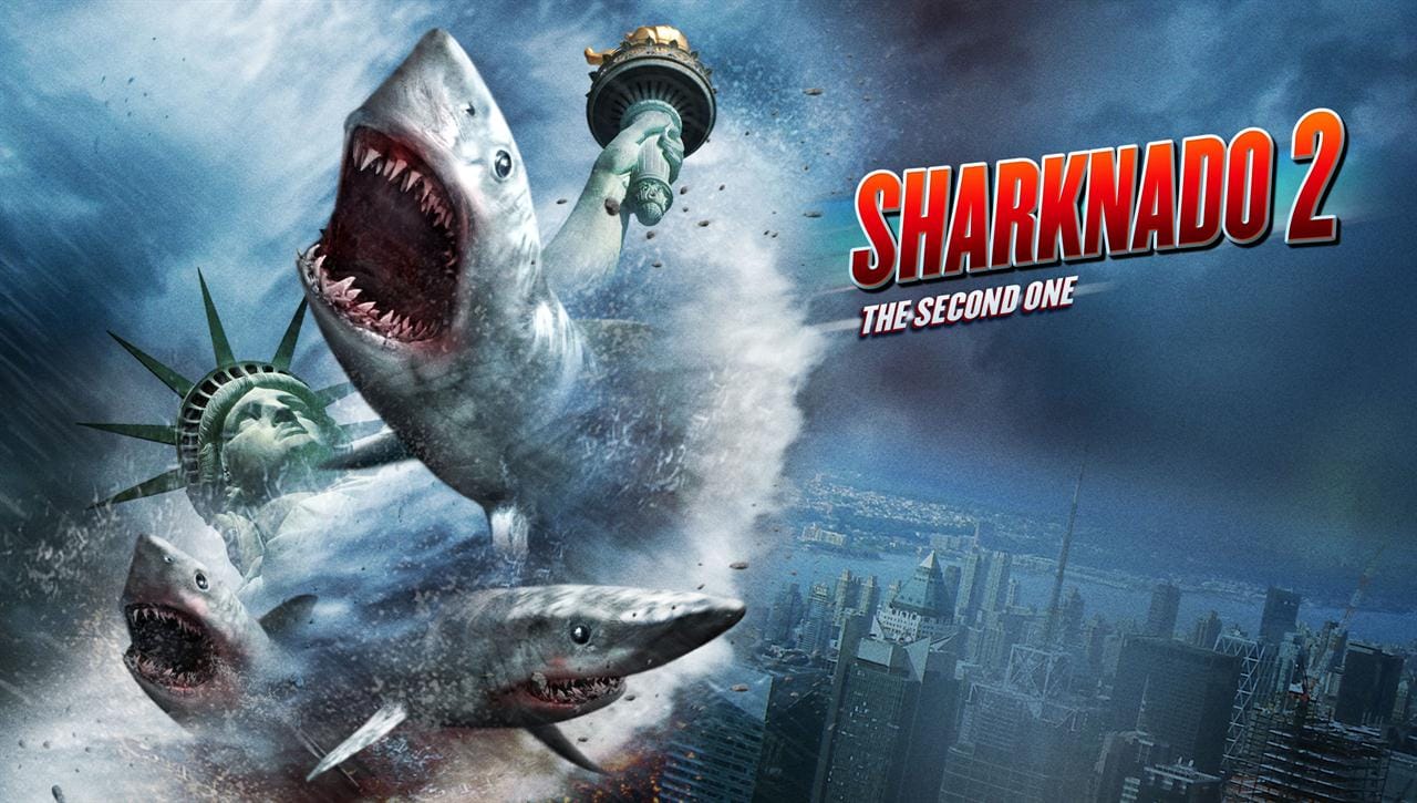 Sharknado 2. It's pretty subtle. (SyFy)