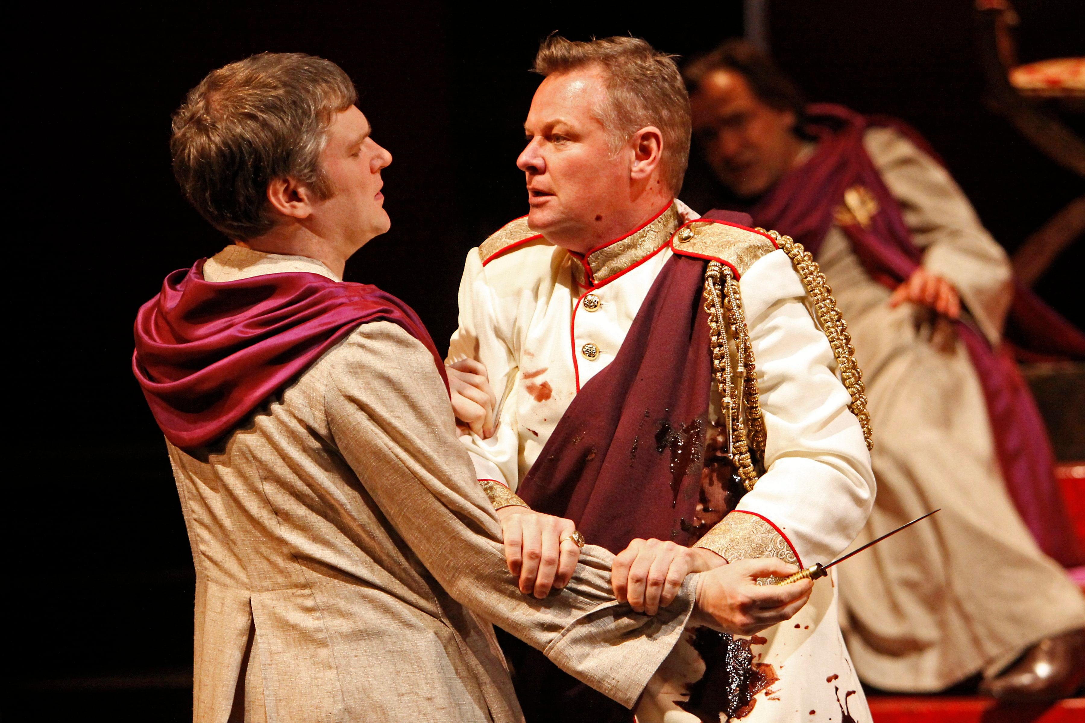 A scene from the Stratford Shakespeare Festival production of "Julius Caesar," running in repertory in Stratford, Ontario through Oct. 31. (Stratford Shakespeare Festival, David Hou/AP Photo)