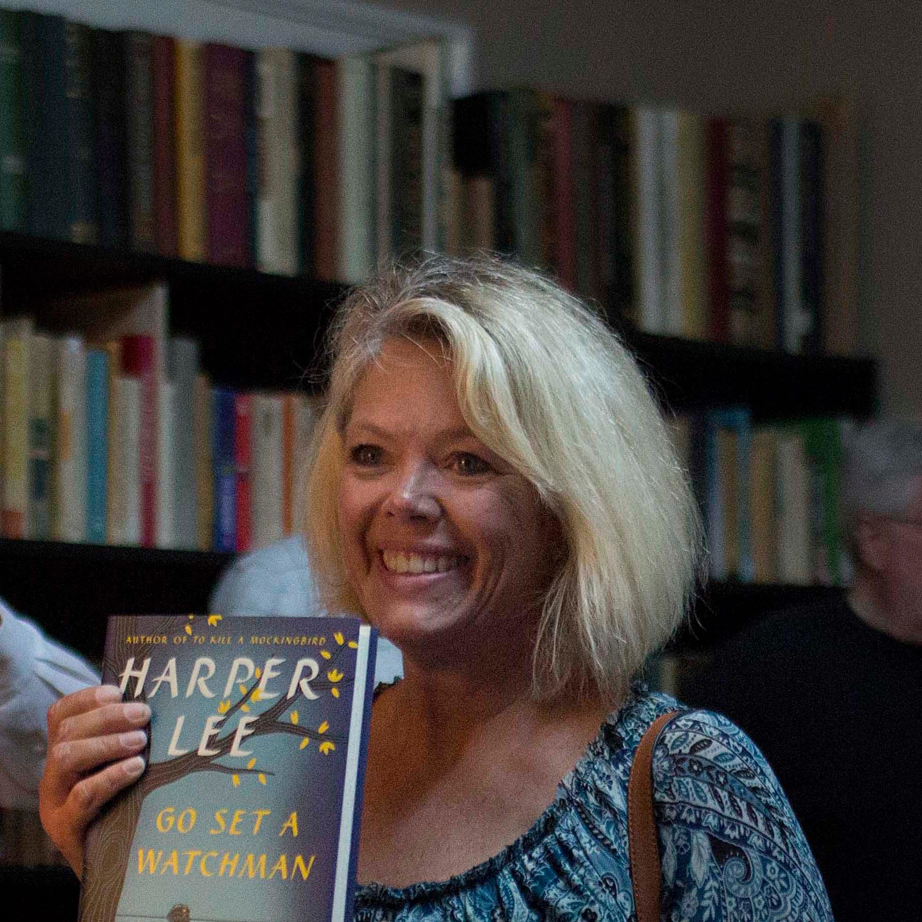 Book fan Julia Stroud was the first in line to get a copy of "Go Set A Watchman," during the midnight book release in the hometown of "To Kill a Mockingbird" author Harper Lee, Tuesday, July 14, 2015, in Monroeville, Ala. (Brynn Anderson/AP)
